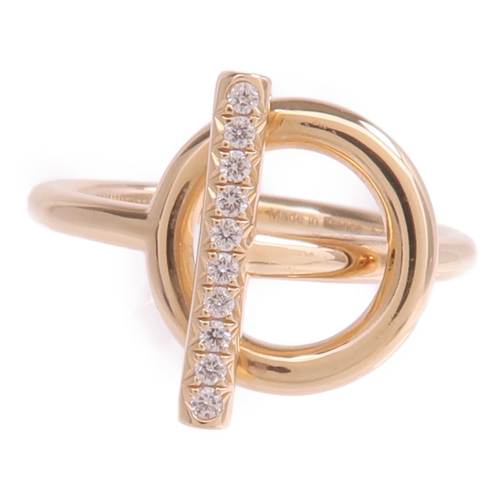 HERMES 18K玫瑰金Echappee Ring鑽石戒指Hermes#52/US#6.5