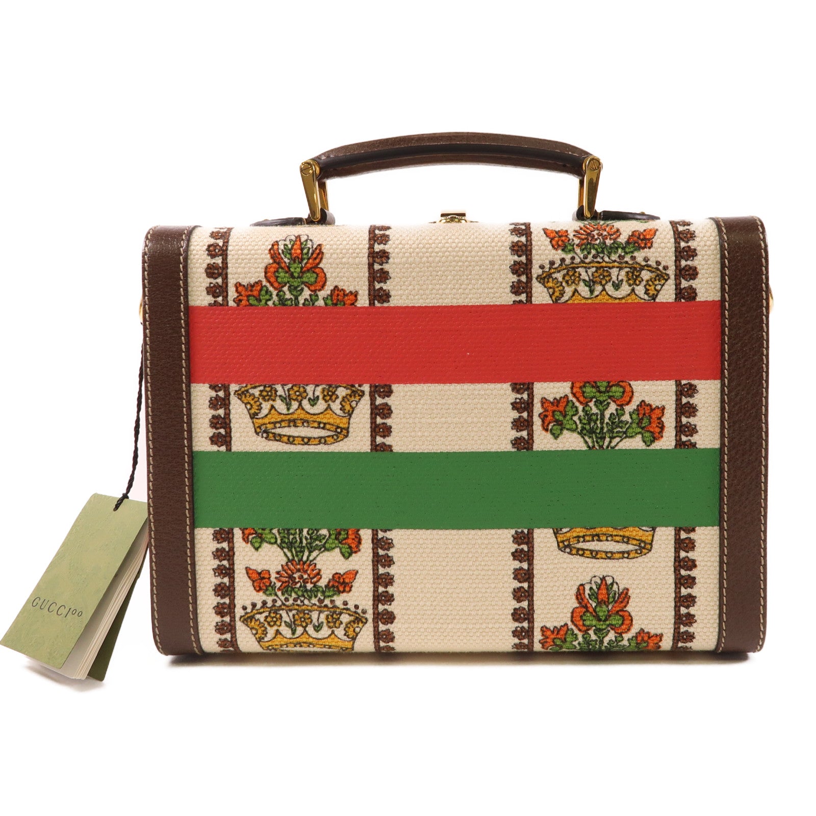 GUCCI 帆布/皮革Beauty Case金扣手挽肩背兩用袋