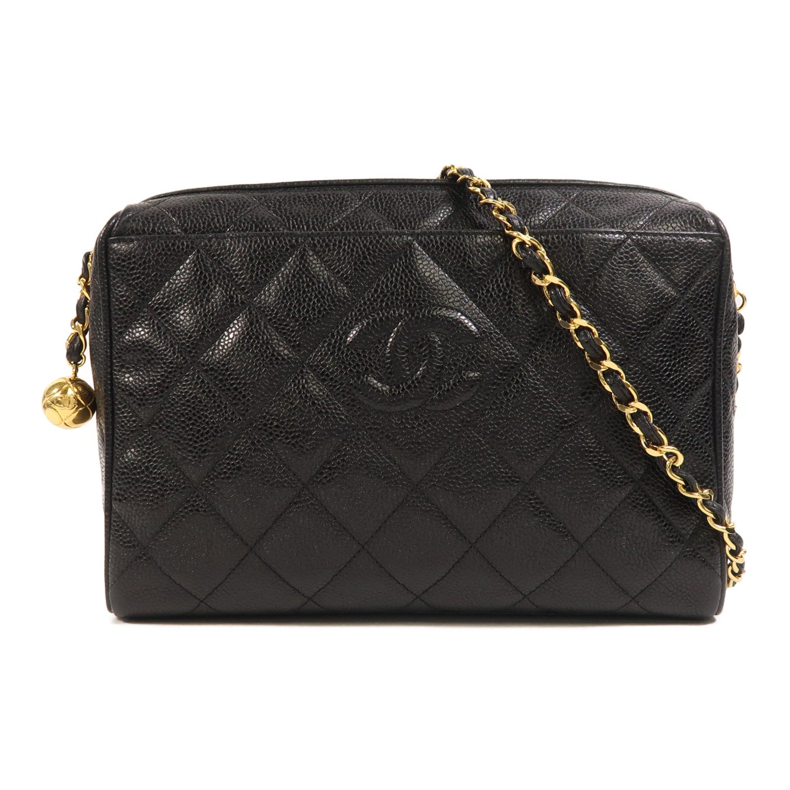 CHANEL 牛皮皮革Chain Shoulder金扣鏈帶肩背袋