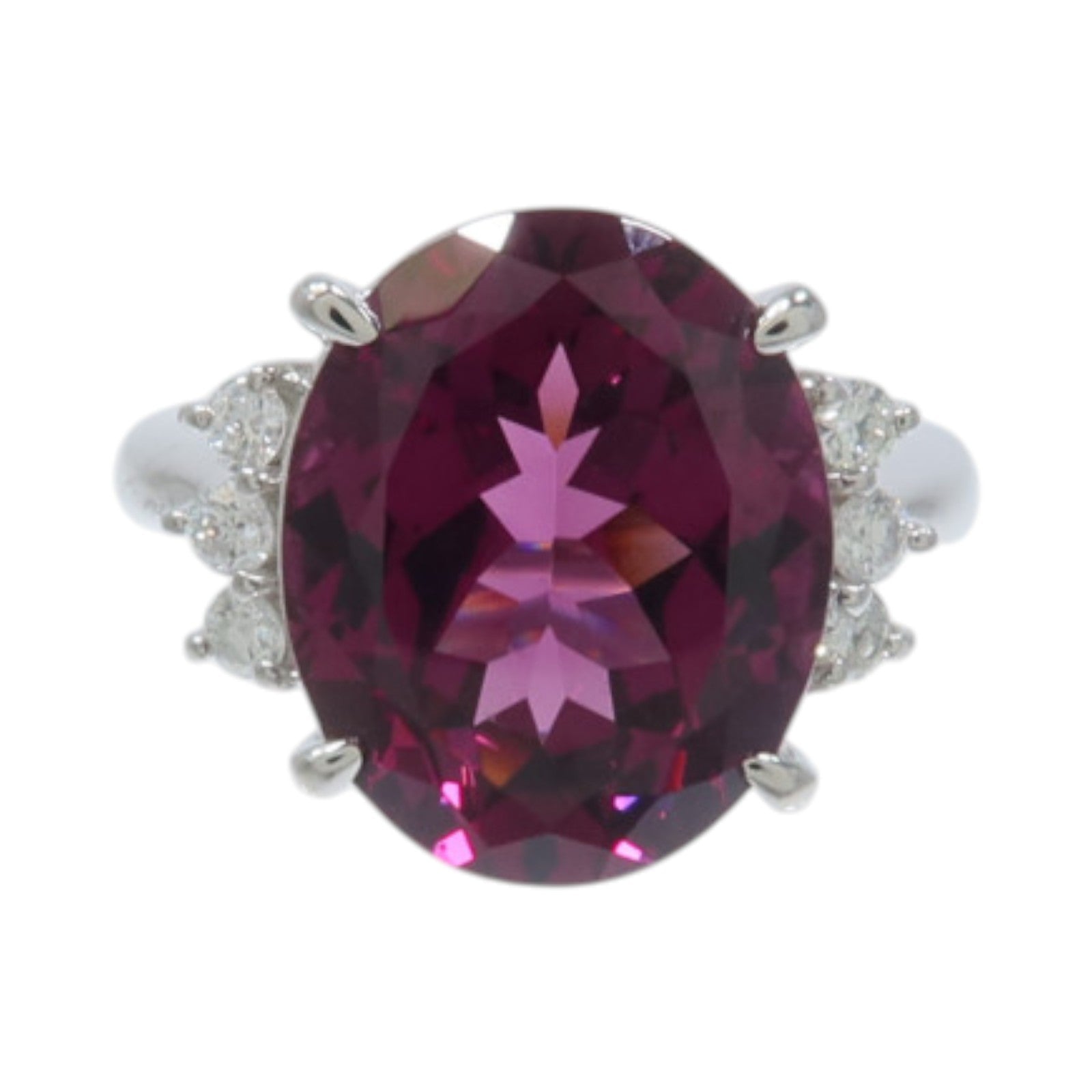 JEWELRY PT900鉑金Garnet Diamond Ring石榴石/鑽石戒指