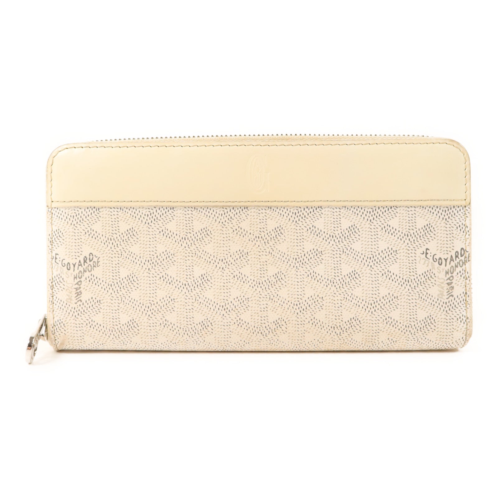 GOYARD 【激減優惠】塗層帆布/牛皮皮革Matignon GM Wallet銀扣拉長鏈錢包