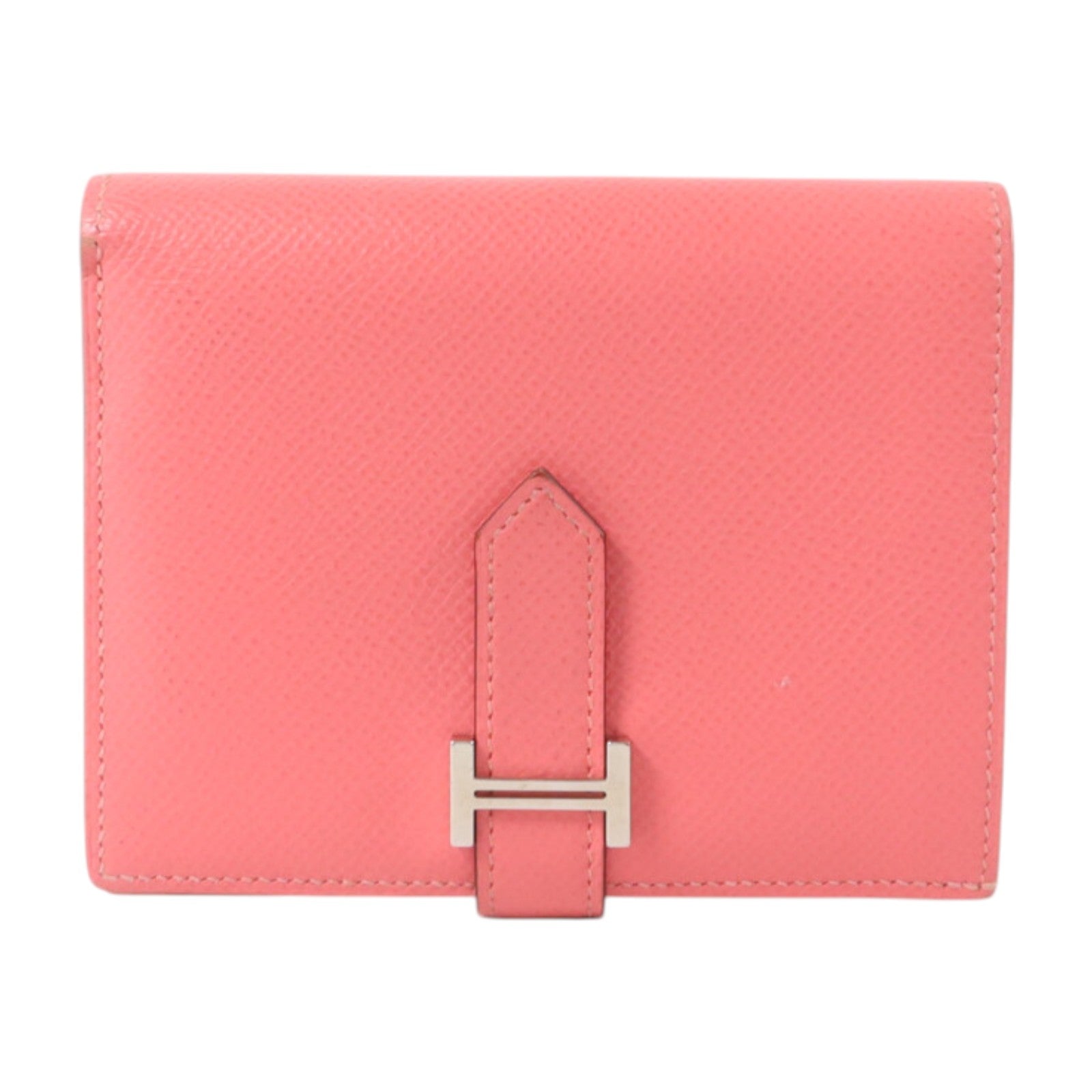 HERMES Epsom皮革Bearn Compact Wallet銀扣錢包Rose Azalee