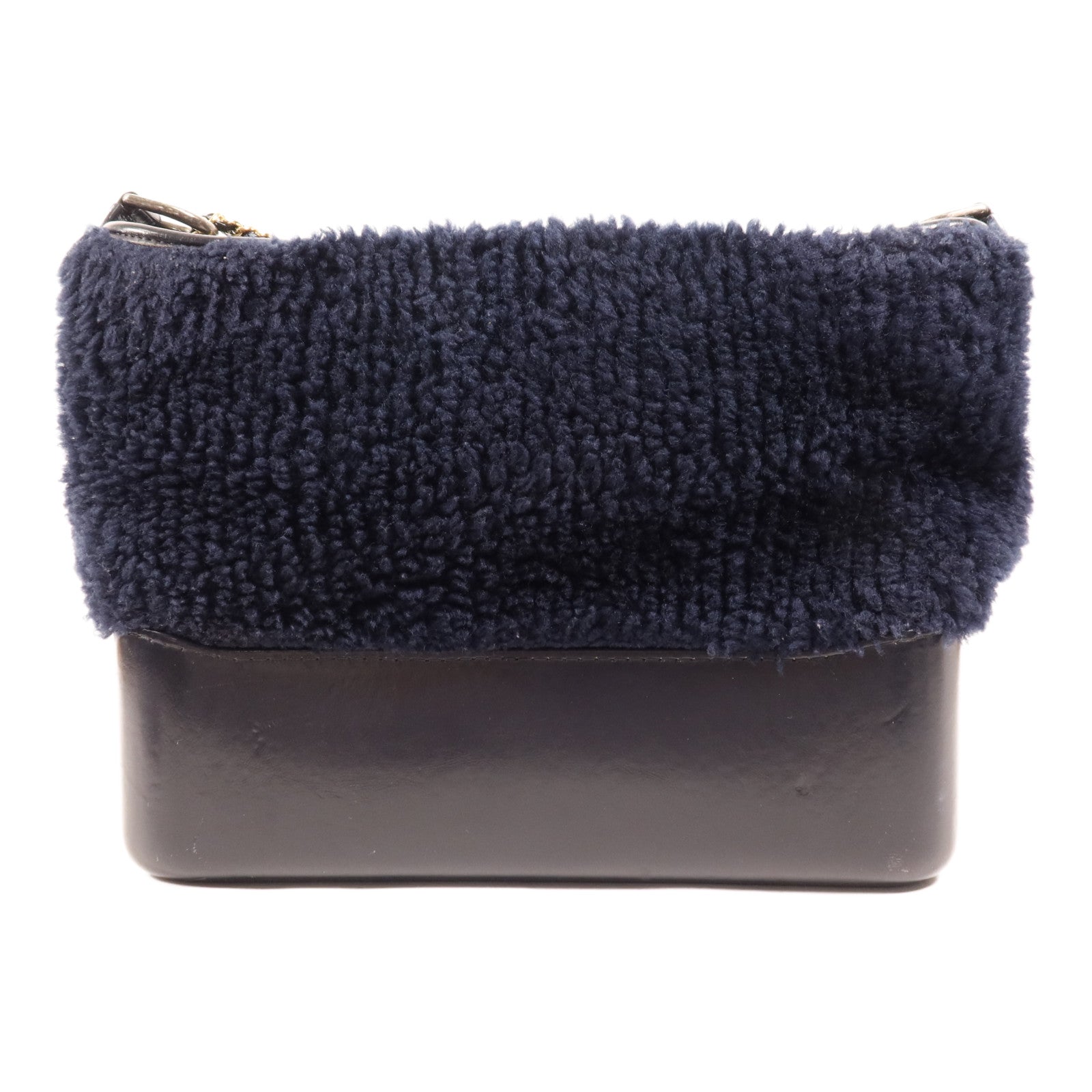 CHANEL 牛皮皮革/羊毛Gabrielle Medium鏈帶肩背袋