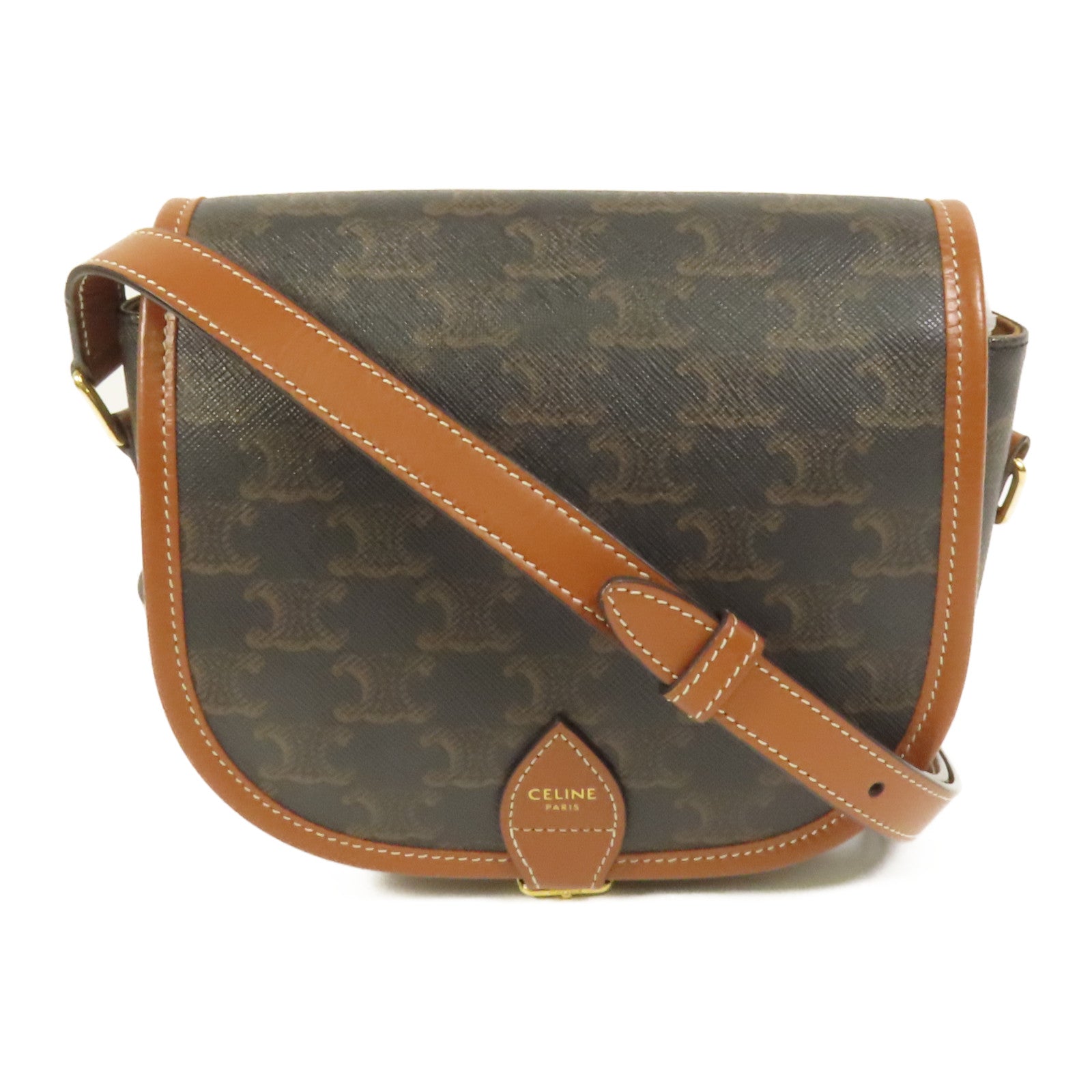 CELINE 塗層帆布Folco金扣肩背袋