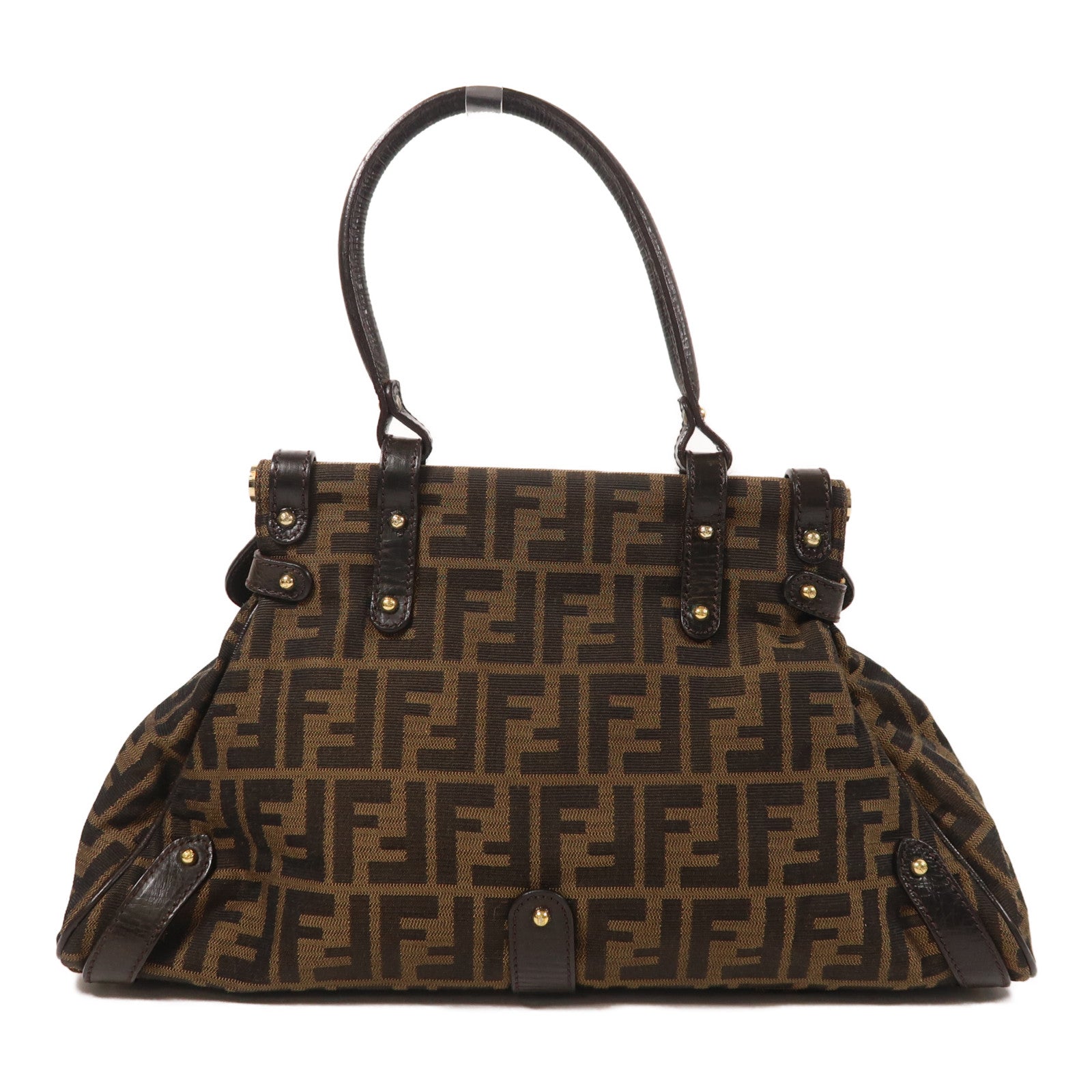 FENDI 帆布/牛皮皮革Hand Bag金扣手挽袋