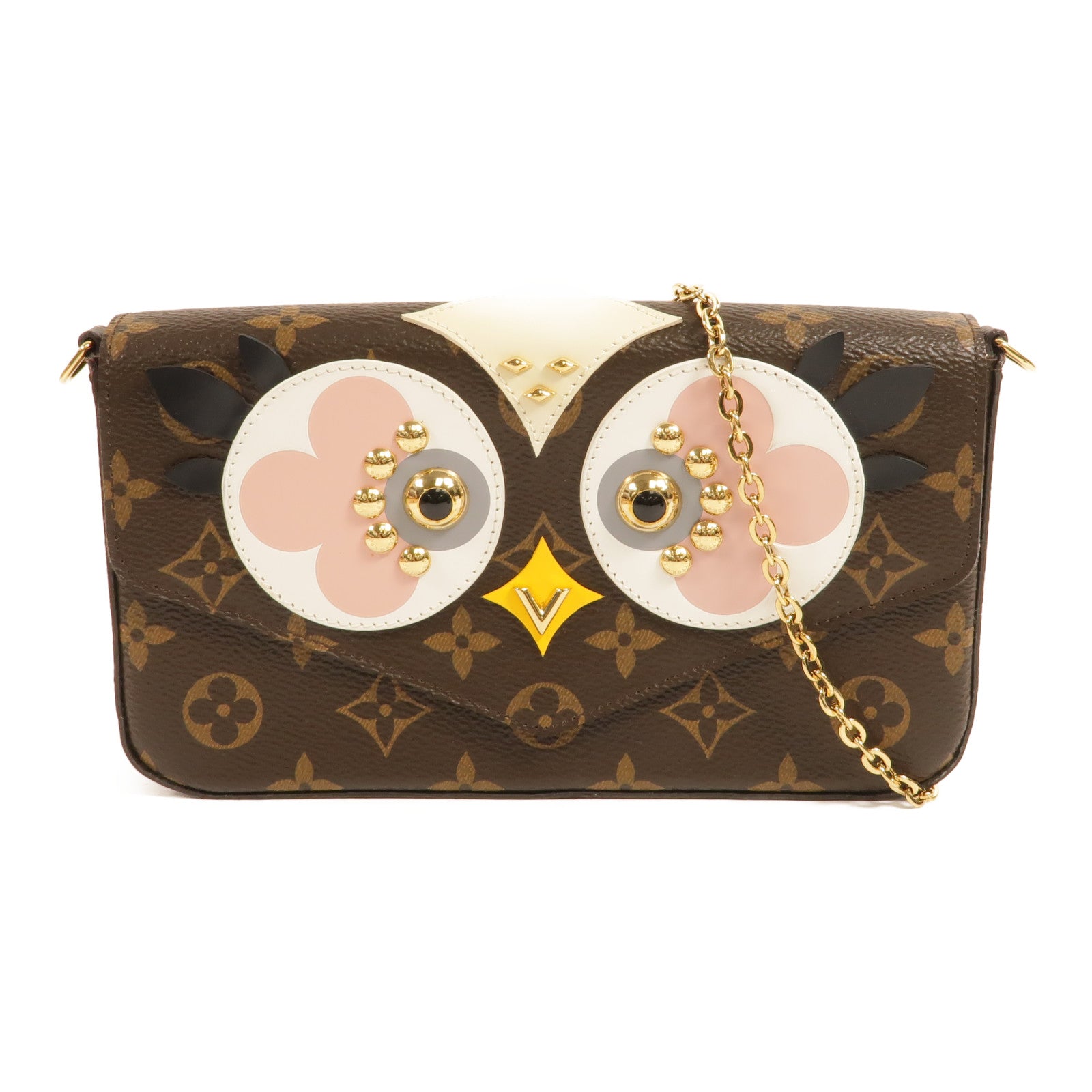 LOUIS VUITTON Monogram Lovely Birds Felicie Pochette金扣肩背袋