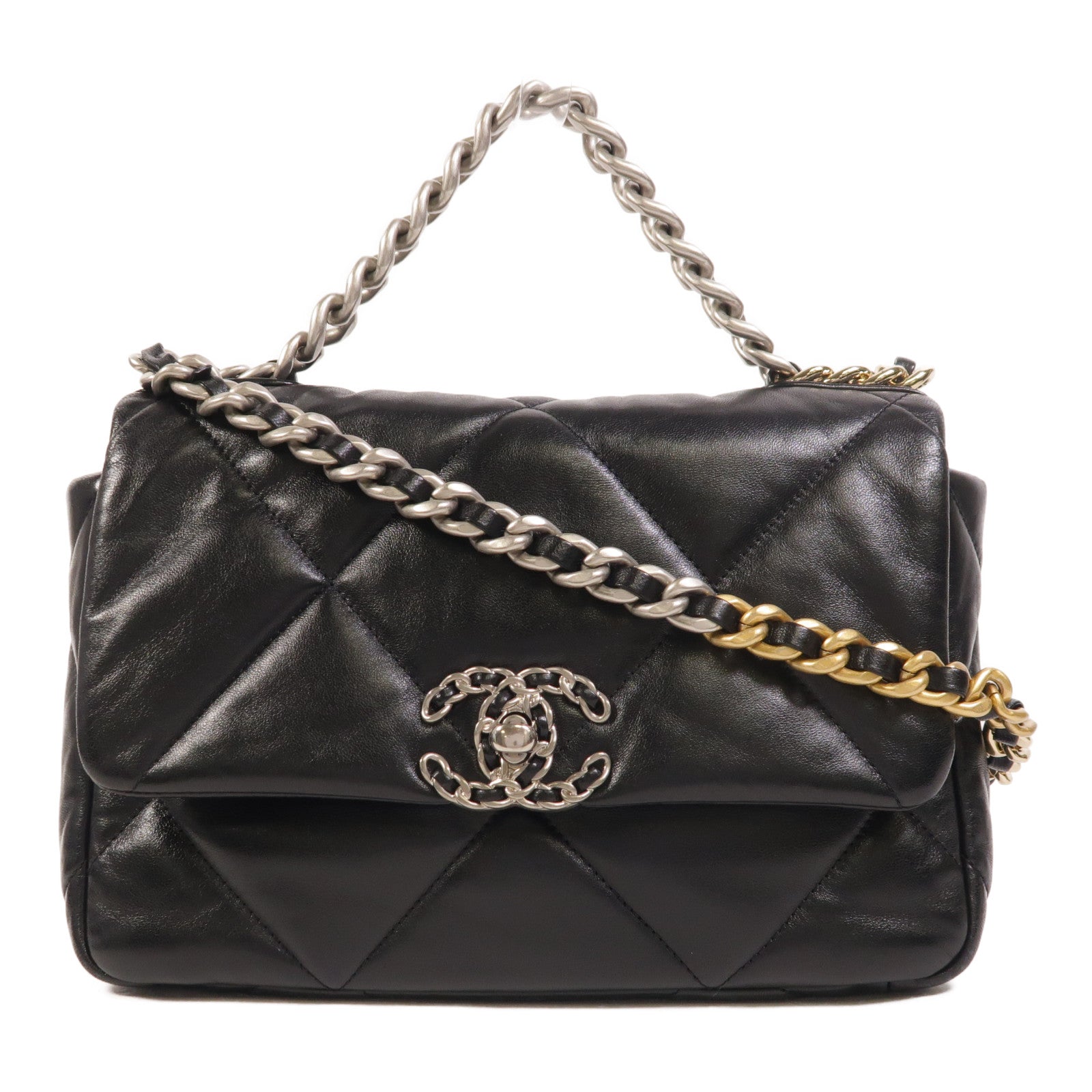 CHANEL 羊皮皮革C19 Small手挽肩背兩用袋