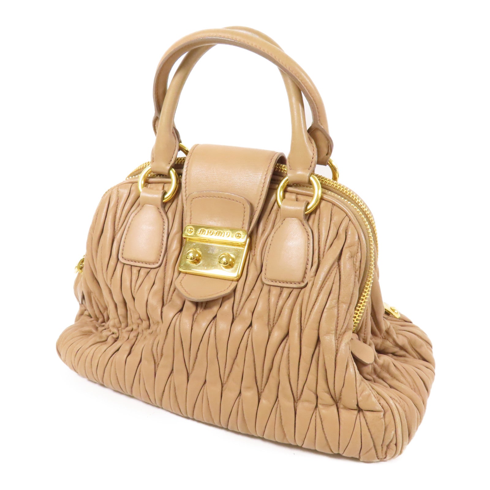 Miu Miu 羊皮皮革Handbag金扣手挽袋