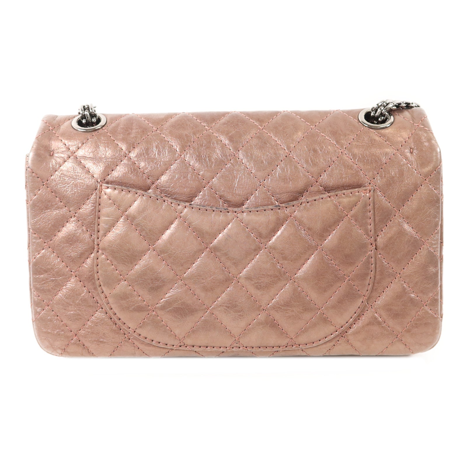 CHANEL 牛皮皮革2.55 Chain Shoulder銀扣鏈帶肩背袋