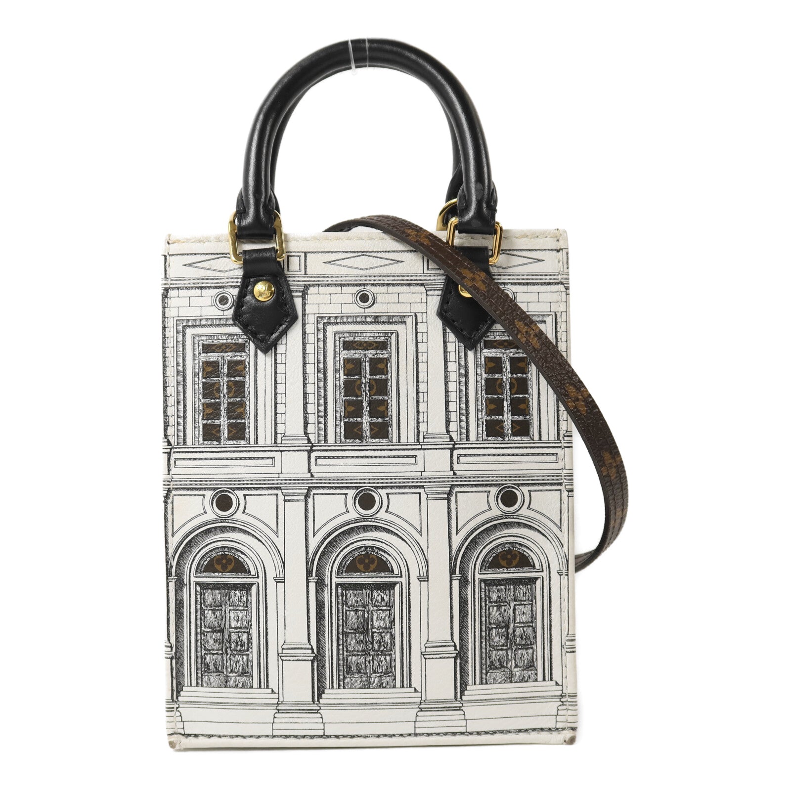 LOUIS VUITTON Monogram牛皮皮革Petite Sac Plat Fornasetti肩背袋