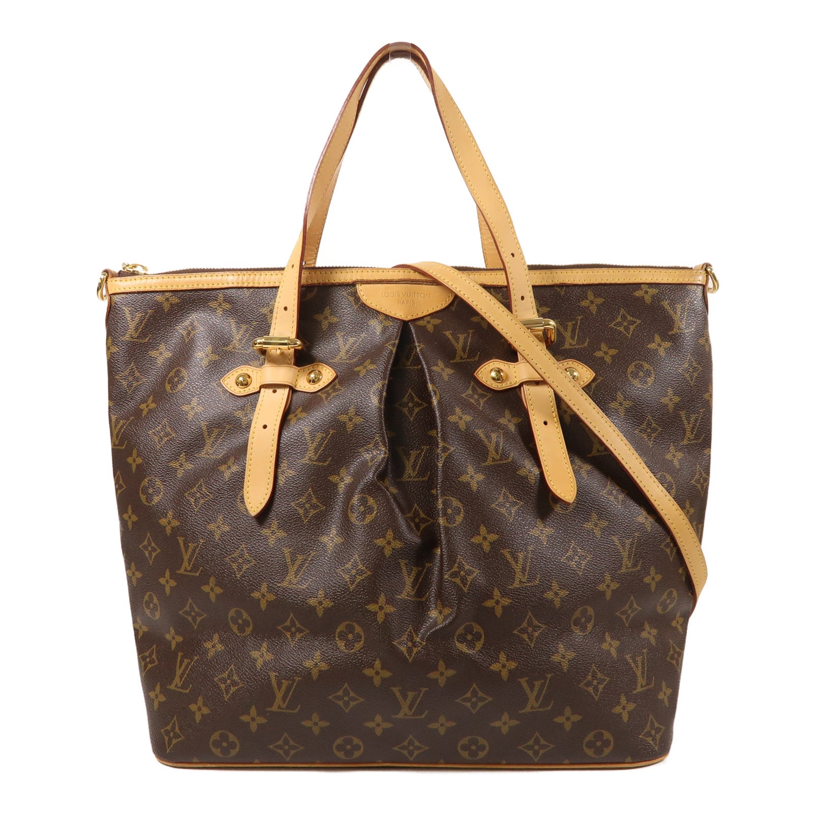 LOUIS VUITTON Monogram Palermo GM金扣手挽肩背兩用袋棕色