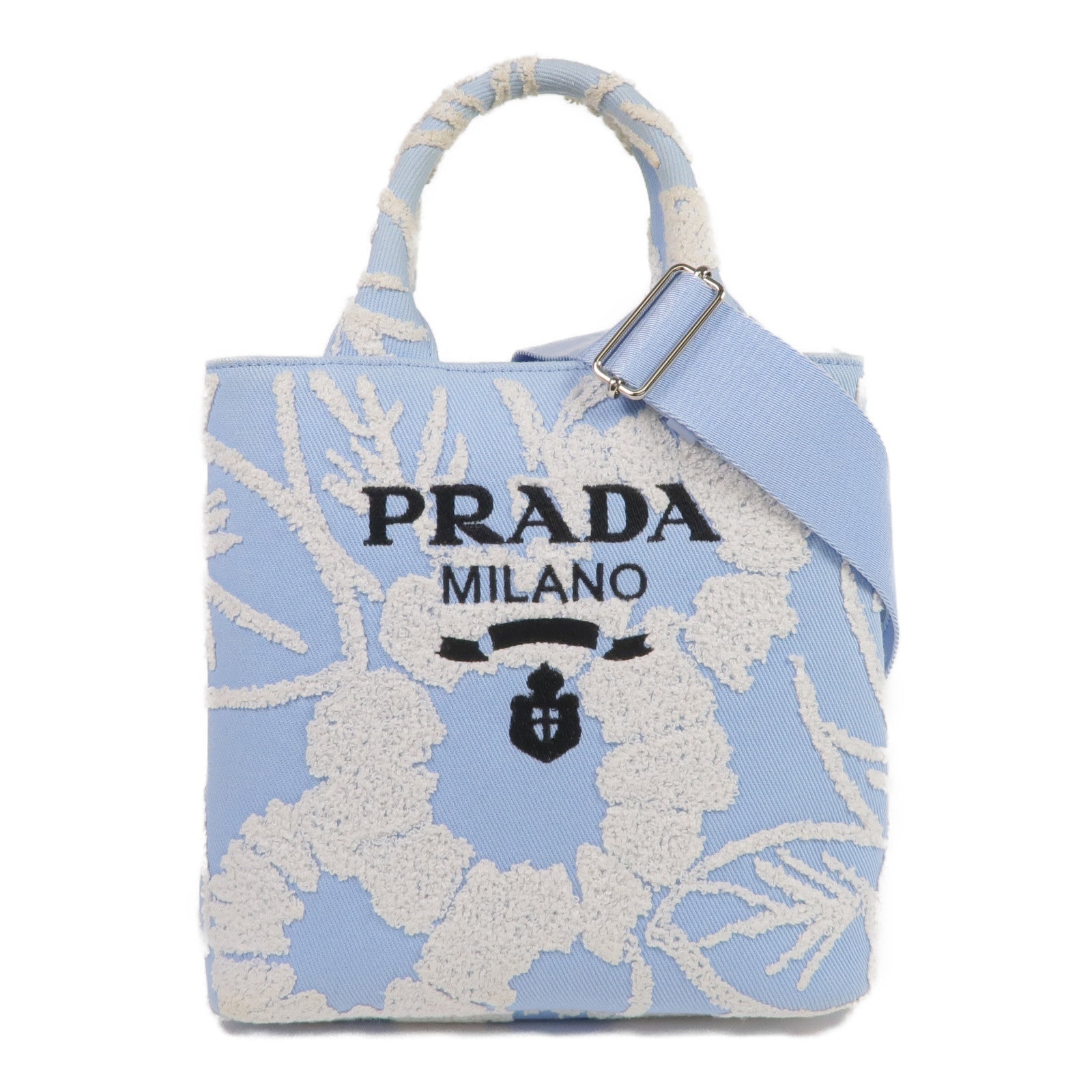 PRADA 帆布Drill Tote銀扣手挽肩背兩用袋