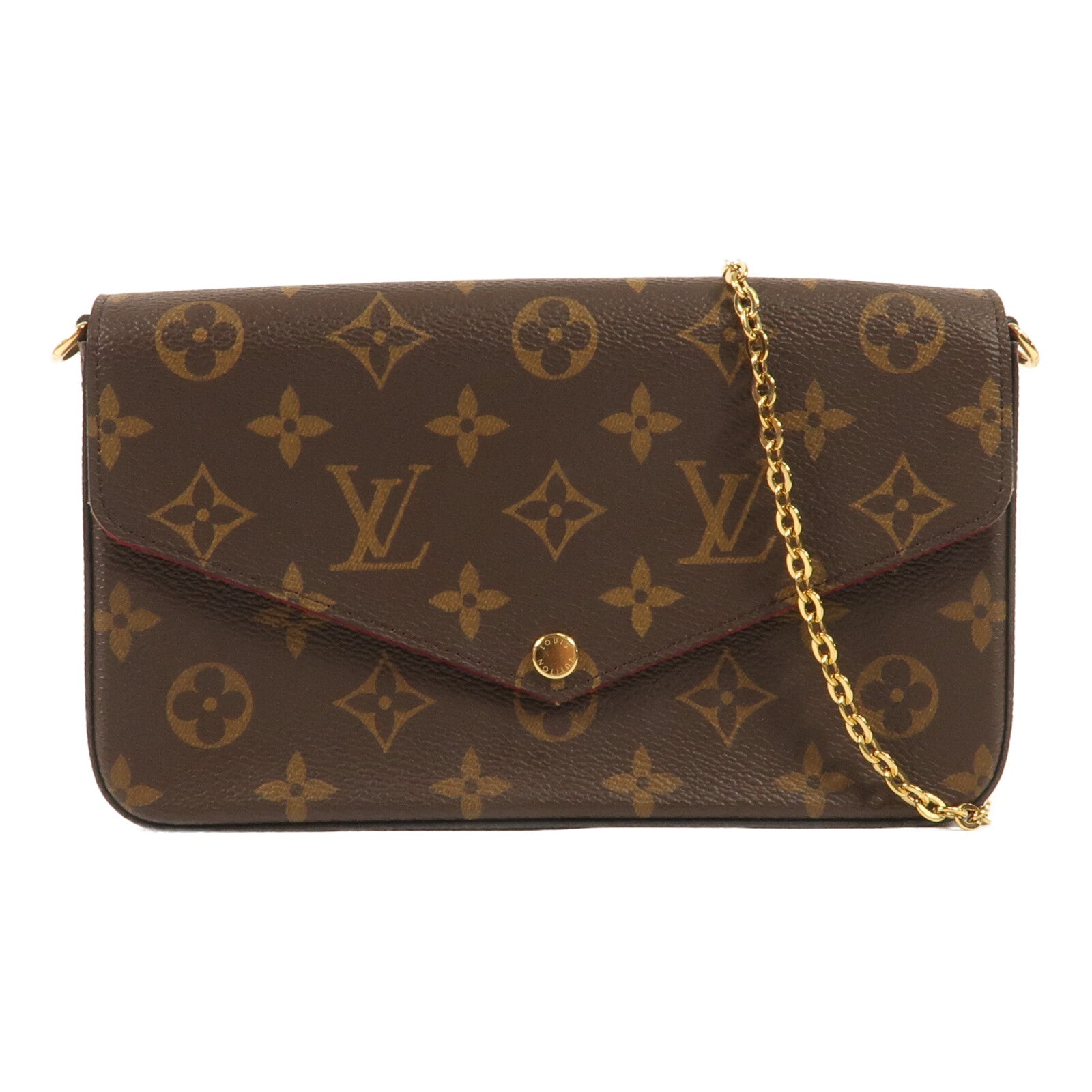 LOUIS VUITTON Monogram Felicie Pochette金扣鏈帶肩背袋
