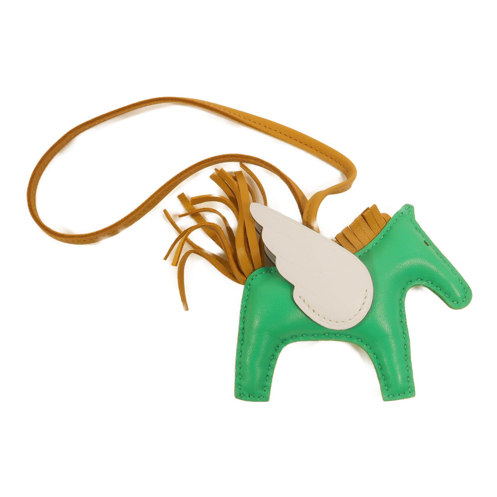HERMES Milo/Swift皮革Rodeo Pegase PM掛飾Menthe/Sesame