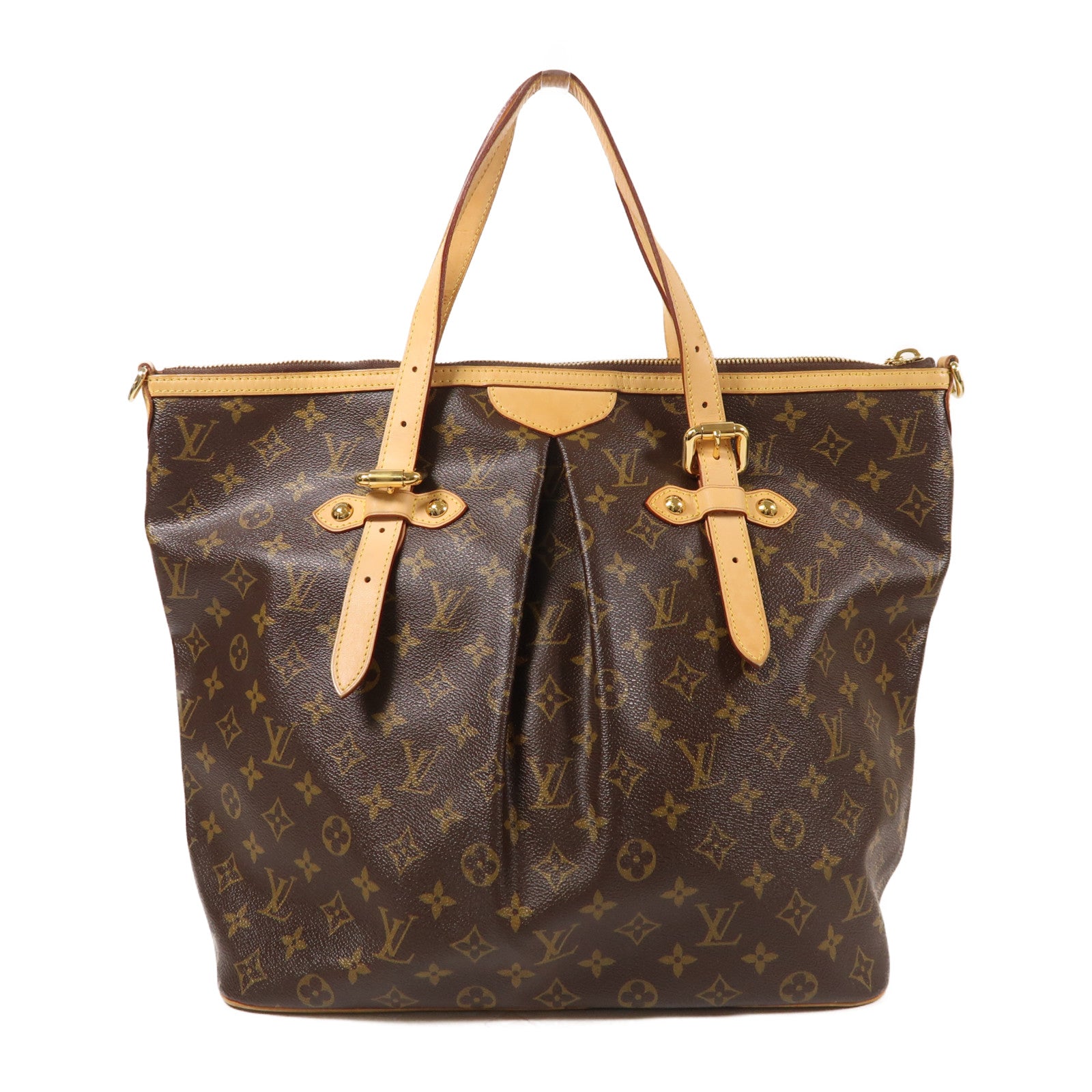 LOUIS VUITTON Monogram Palermo GM金扣手挽肩背兩用袋棕色