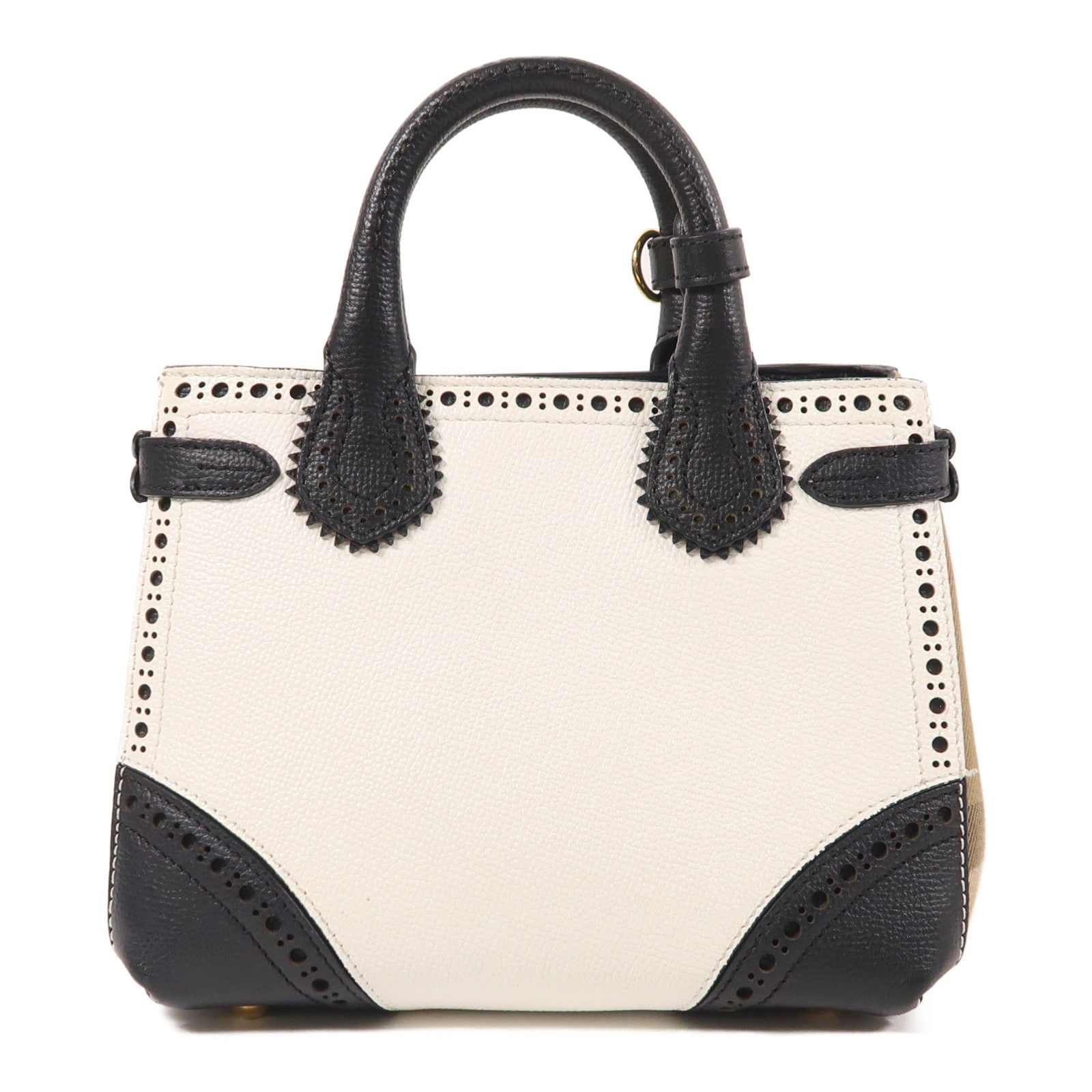 BURBERRY 牛皮皮革/帆布2 Way Shoulder金扣手挽肩背兩用袋