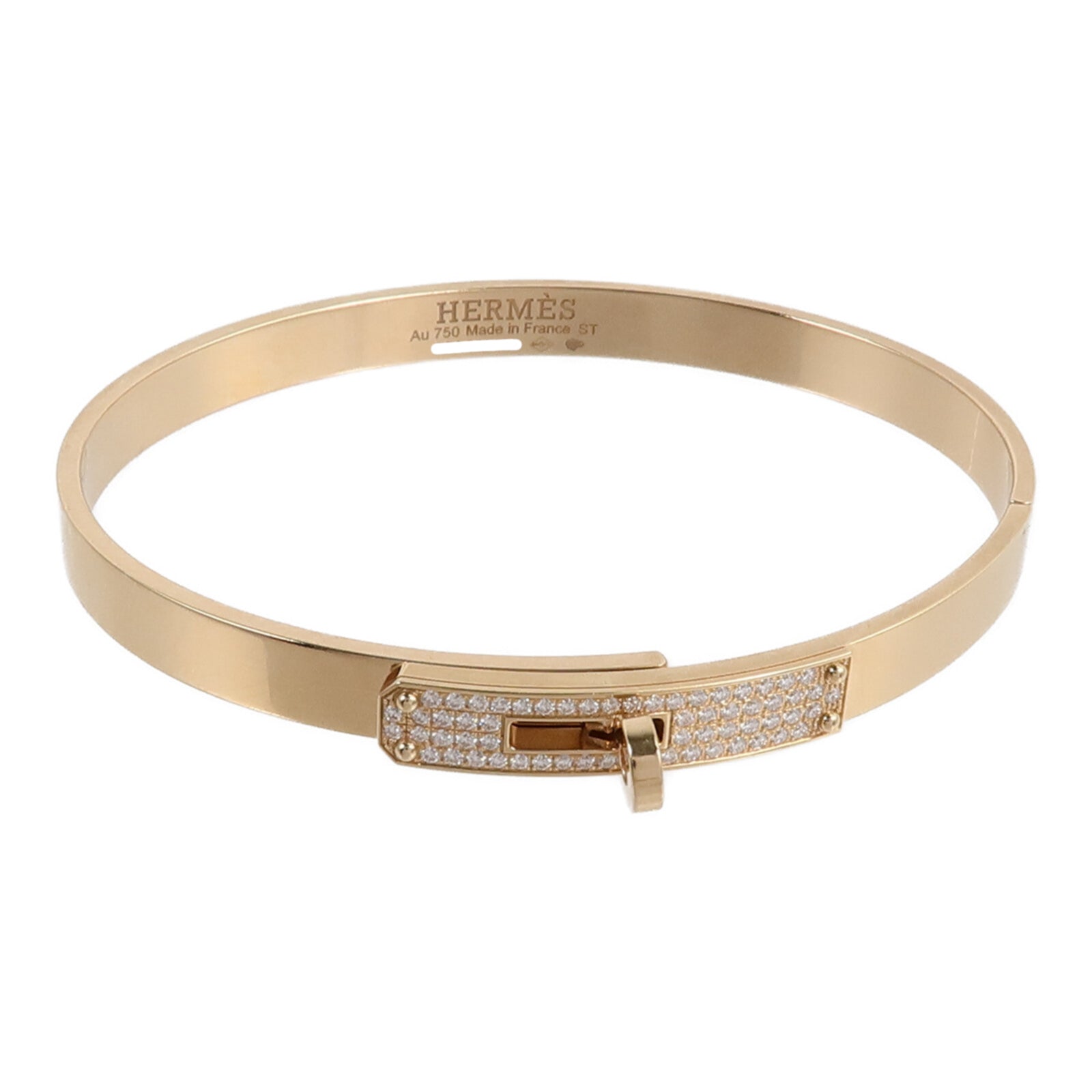 HERMES 18K玫瑰金Kelly Bracelet鑽石手鐲