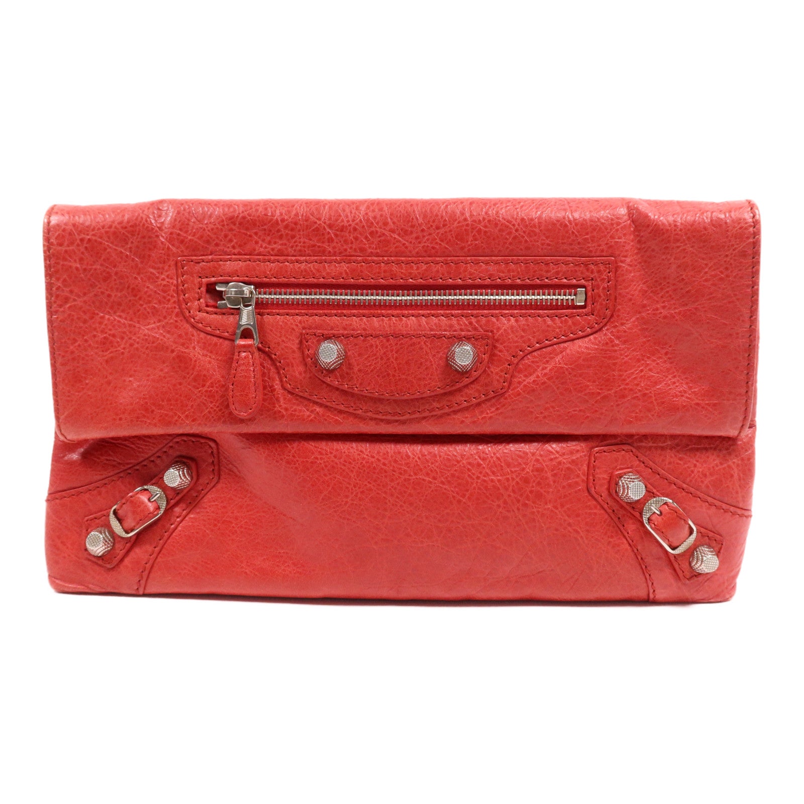 BALENCIAGA 牛皮皮革Clutch銀扣手拿包