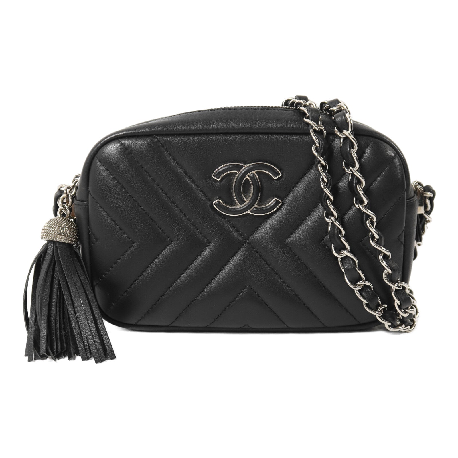 CHANEL 牛皮皮革Camera Bag鏈帶肩背袋