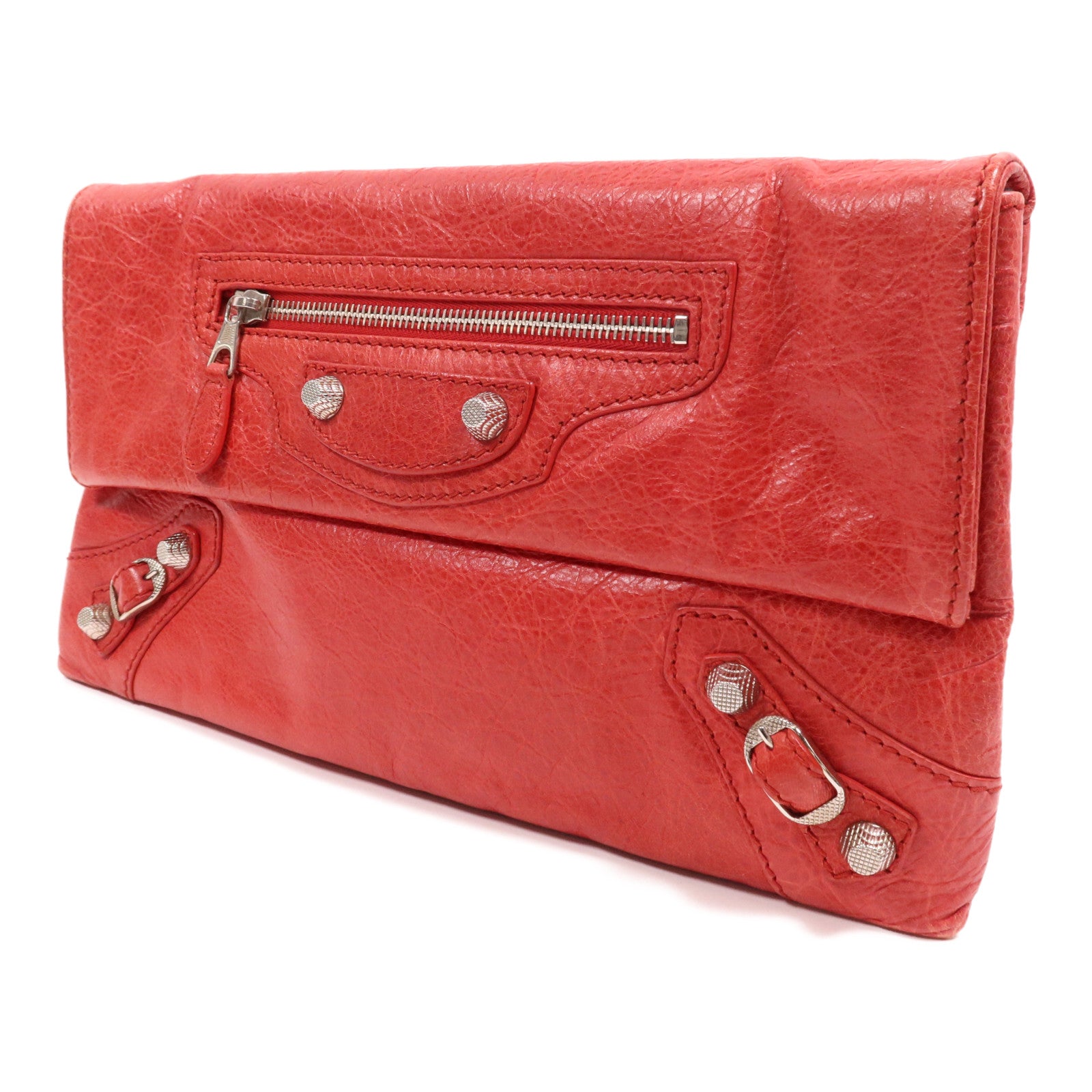 BALENCIAGA 牛皮皮革Clutch銀扣手拿包