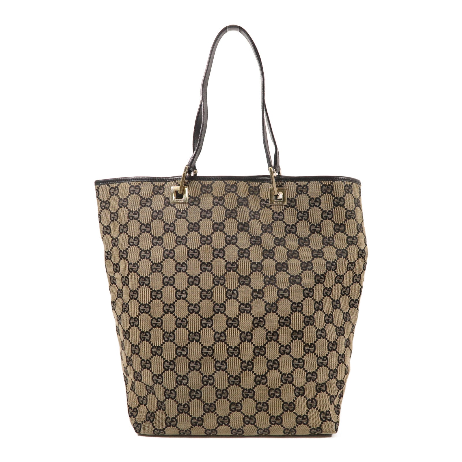 GUCCI 帆布Tote Bag金扣肩背袋