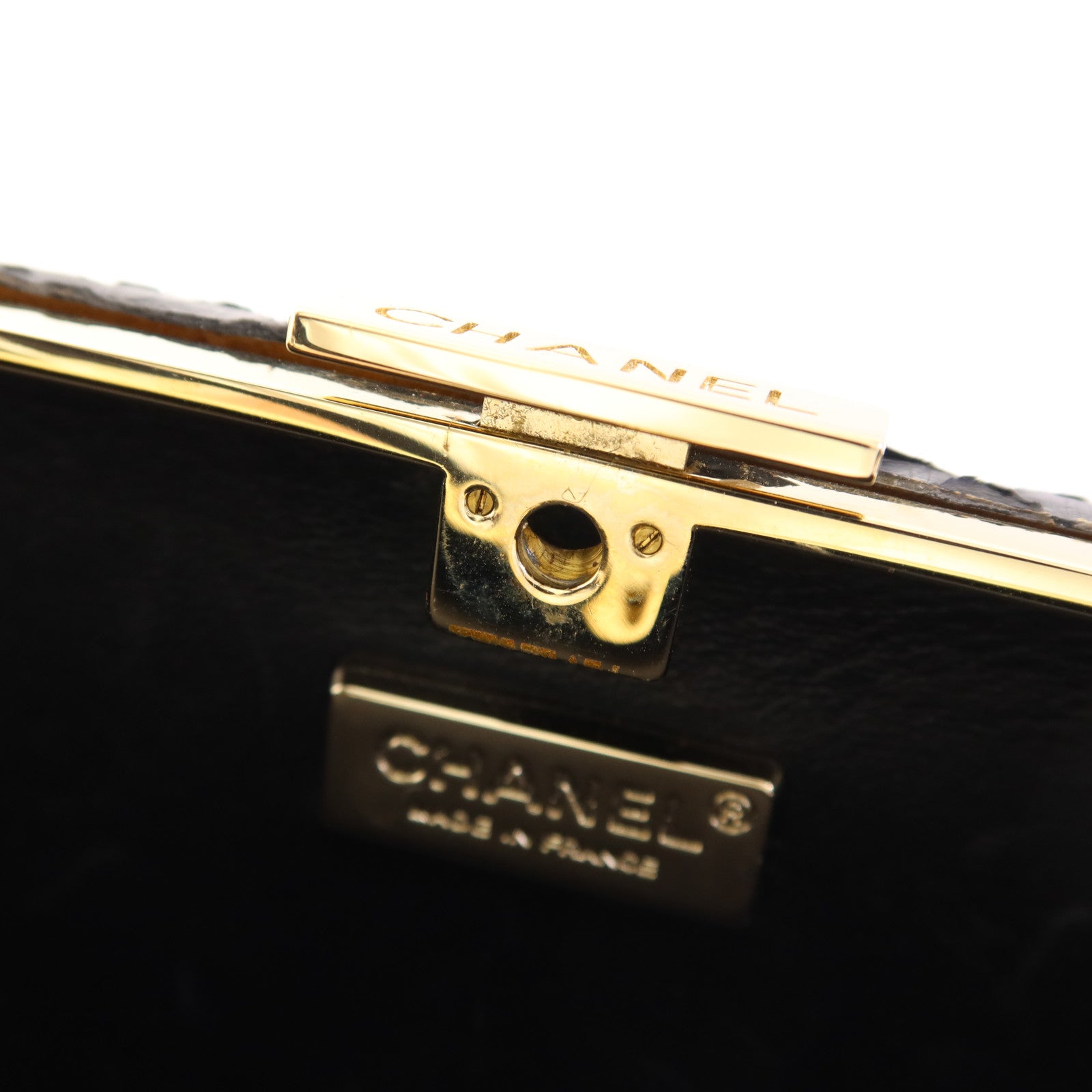 CHANEL 蛇皮皮革Clutch Bag金扣手拿包