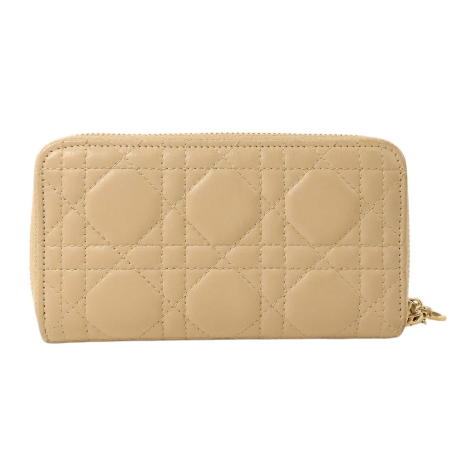 Dior 羊皮皮革Medium Lady Dior Zipper Wallet金扣長錢包