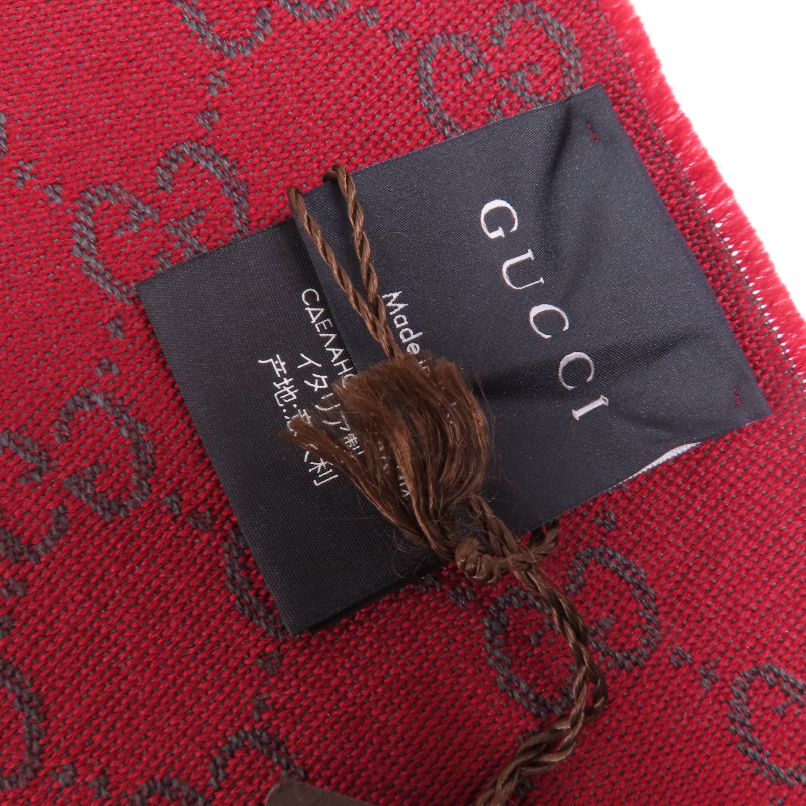 GUCCI GG Scarf 344994 4G200 1174 Wool Bordeaux/Grey