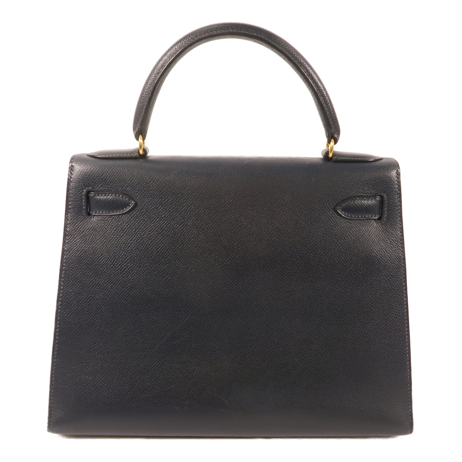 HERMES Epsom皮革Kelly 28金扣手挽肩背兩用袋Bleu Saphir