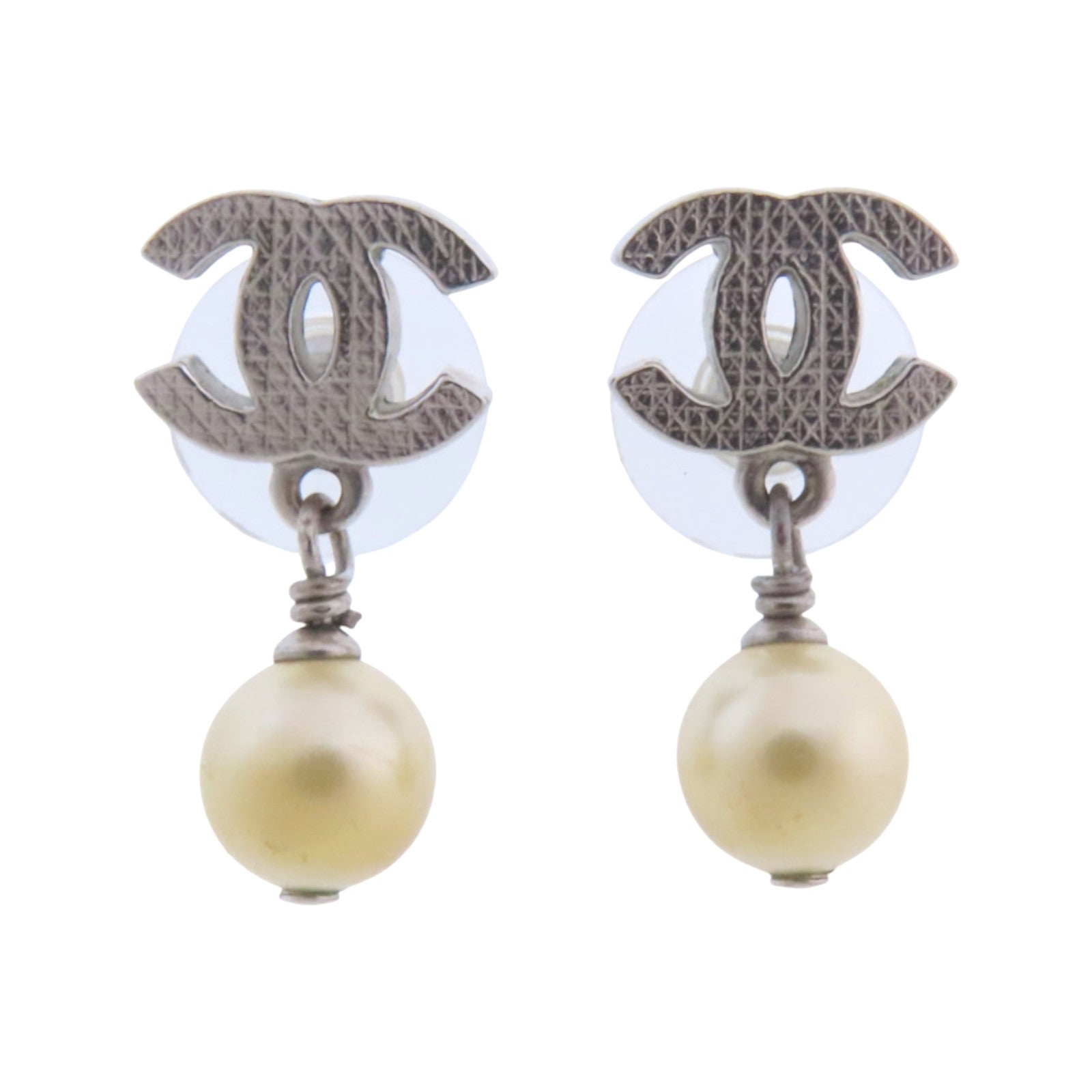 CHANEL 金屬/仿珍珠Earrings銀扣耳環