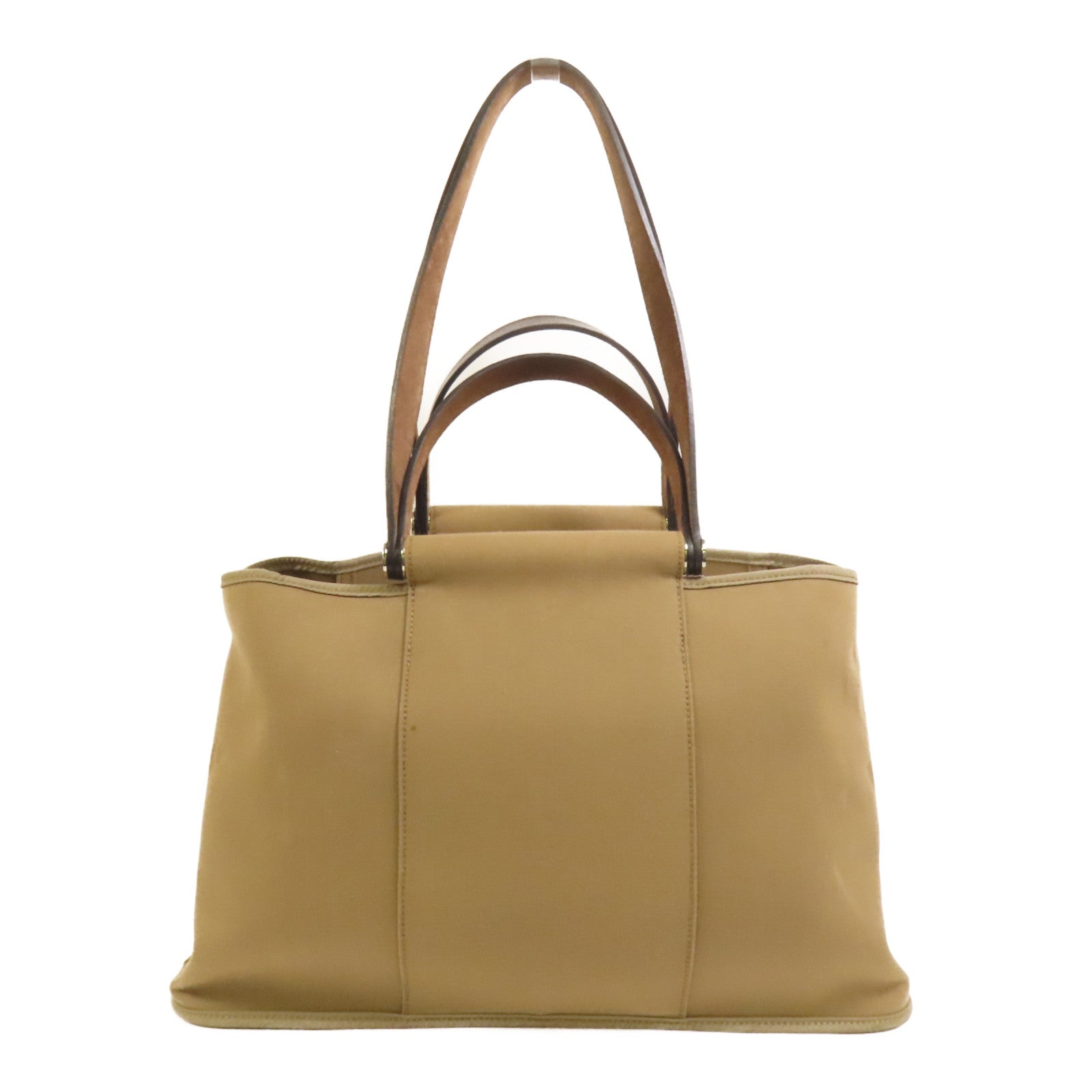 HERMES 帆布Cabag Elan銀扣手挽肩背兩用袋Taupe