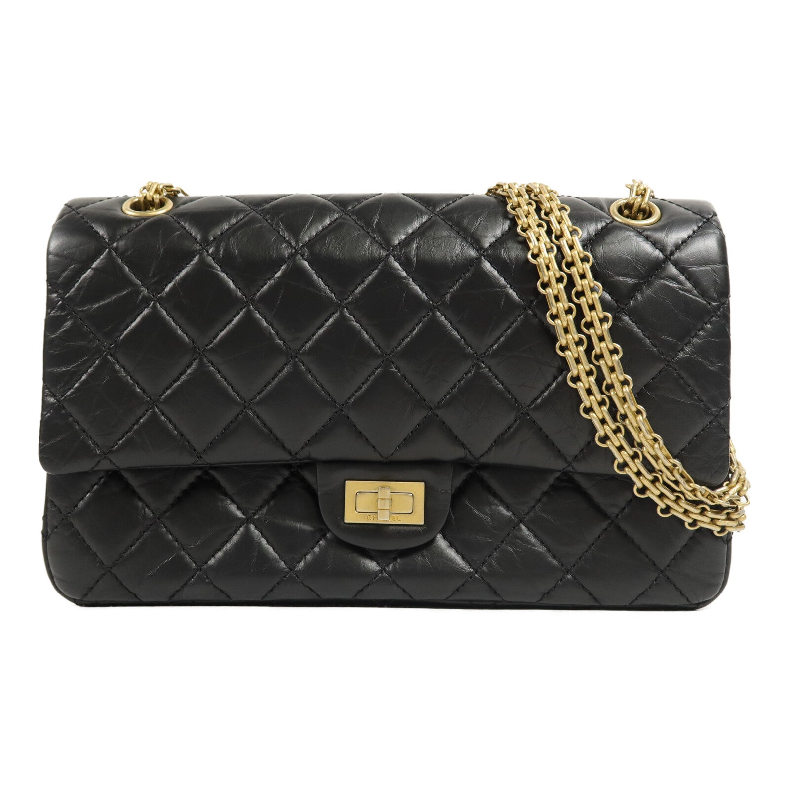 CHANEL 牛皮皮革2.55 Medium鏈帶肩背袋