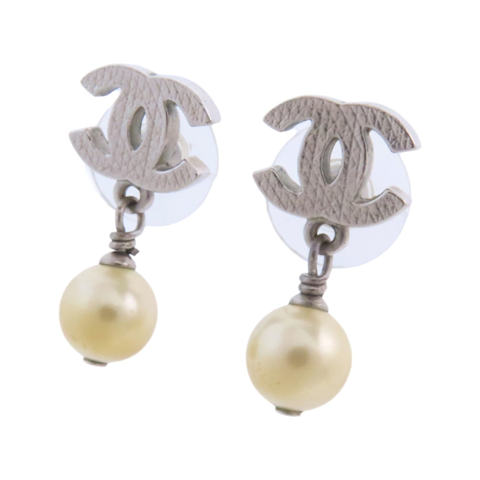 CHANEL 金屬/仿珍珠Earrings銀扣耳環