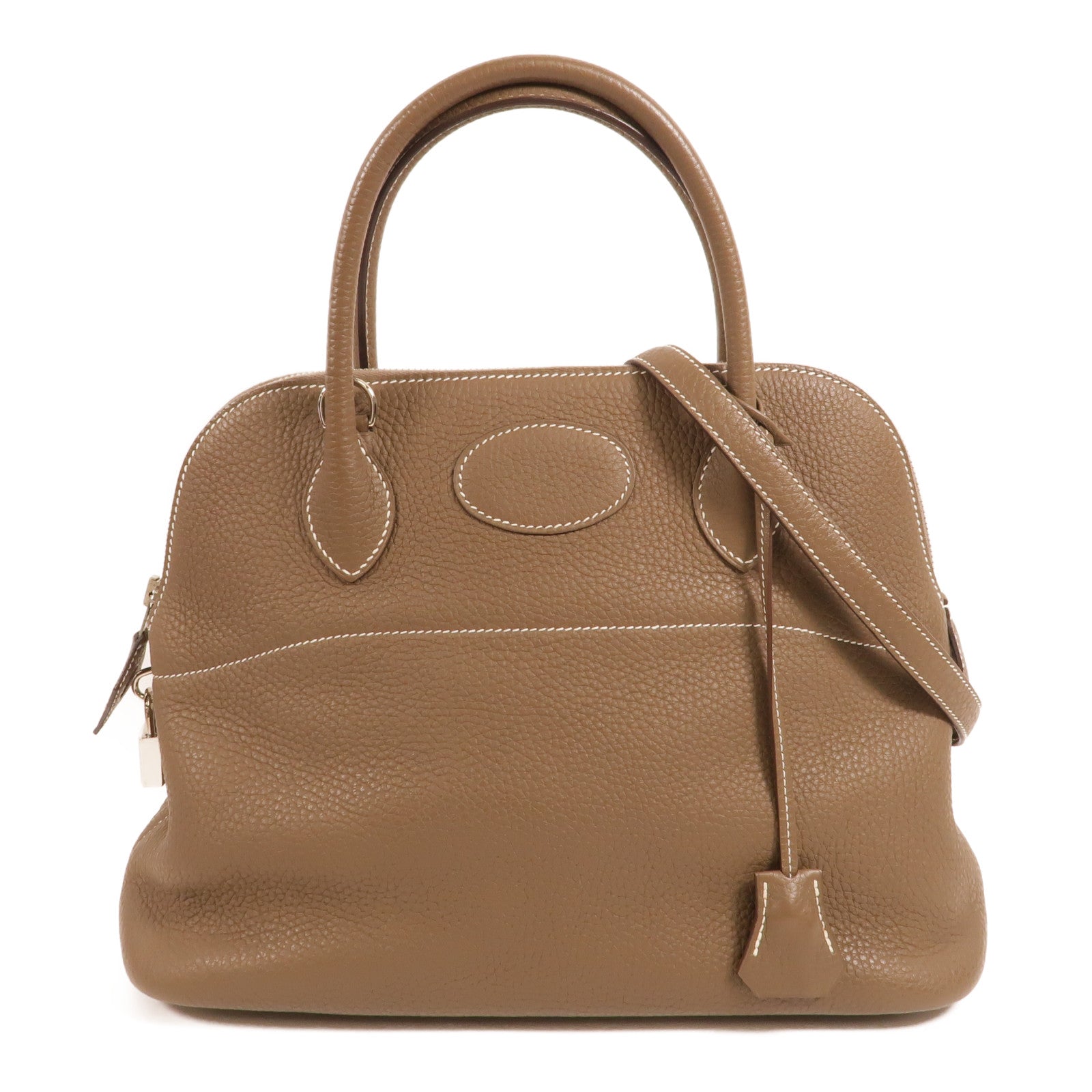 HERMES Clemence皮革Bolide 31手挽肩背兩用袋Etoupe