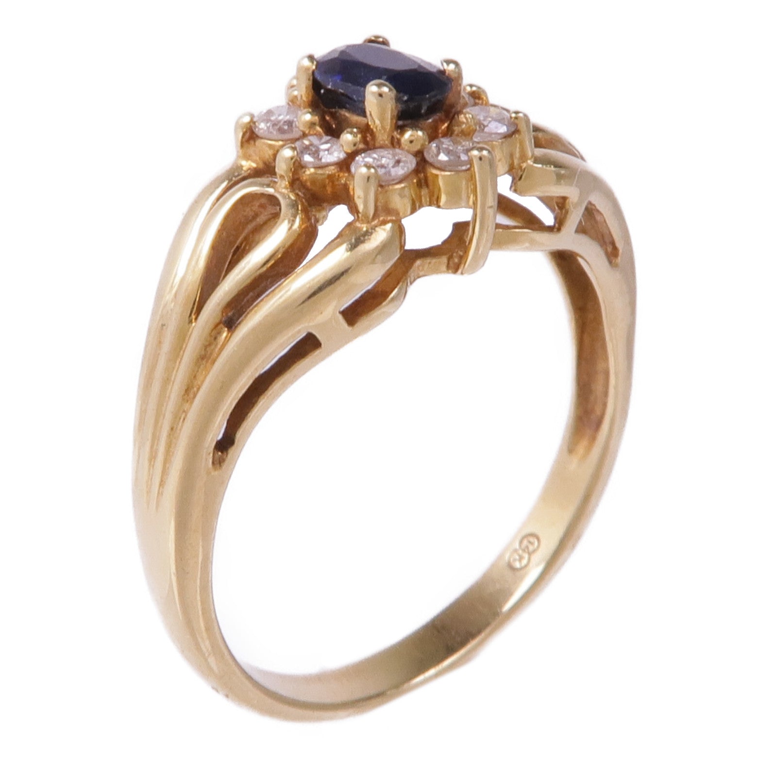 JEWELRY 14K黃金Sapphire Diamond Ring藍寶石/鑽石戒指US#5.5