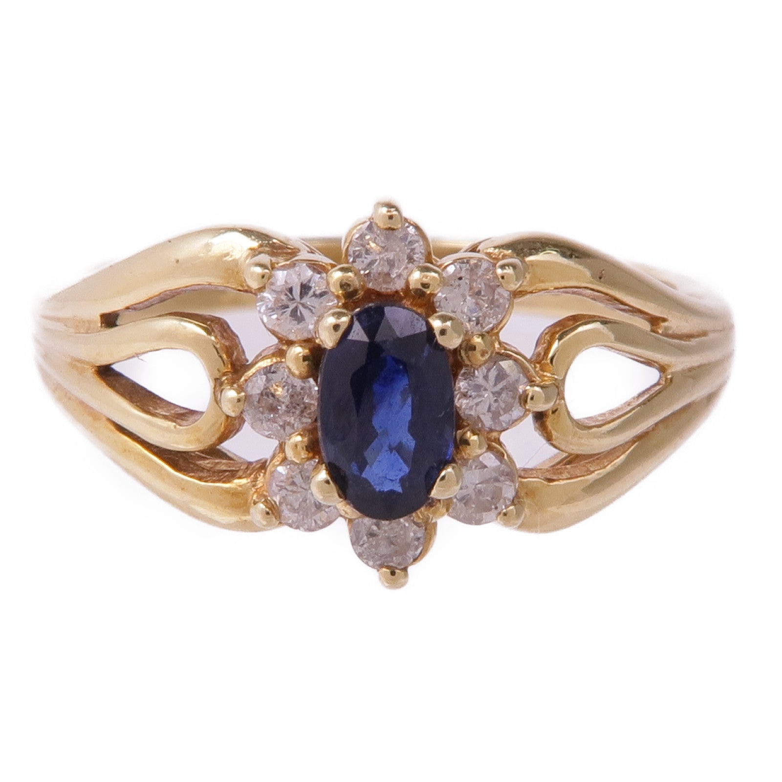 JEWELRY 14K黃金Sapphire Diamond Ring藍寶石/鑽石戒指US#5.5