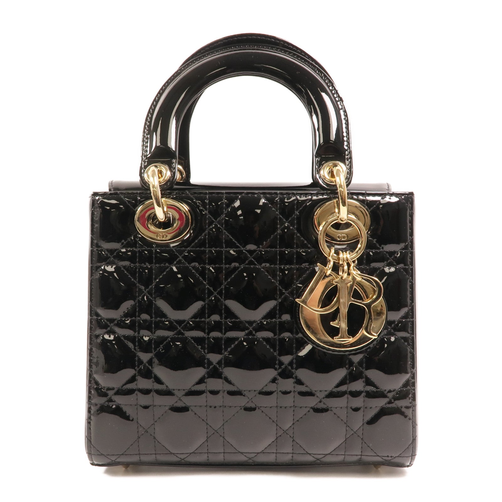 Dior 漆皮皮革Lady Dior Small金扣手挽袋