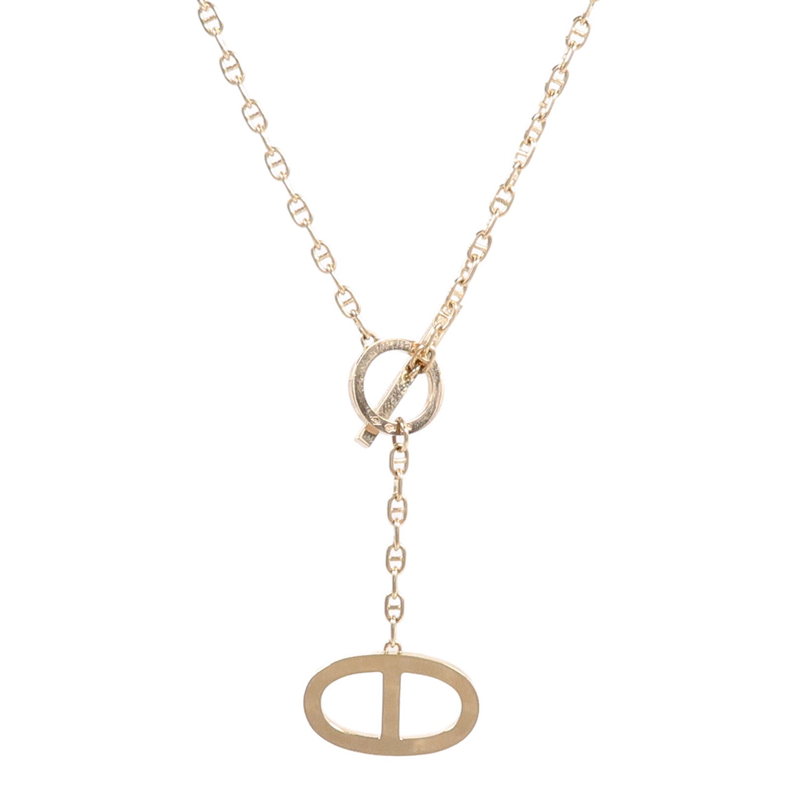 HERMES 18K玫瑰金Chaine D'ancre Contour Pendant項鍊