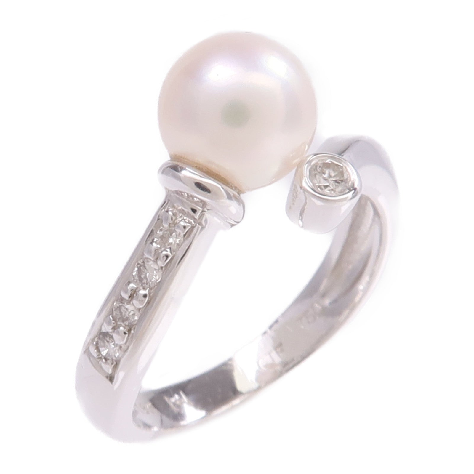 JEWELRY 18K白金Pearl Diamond Ring珍珠/鑽石戒指US#5