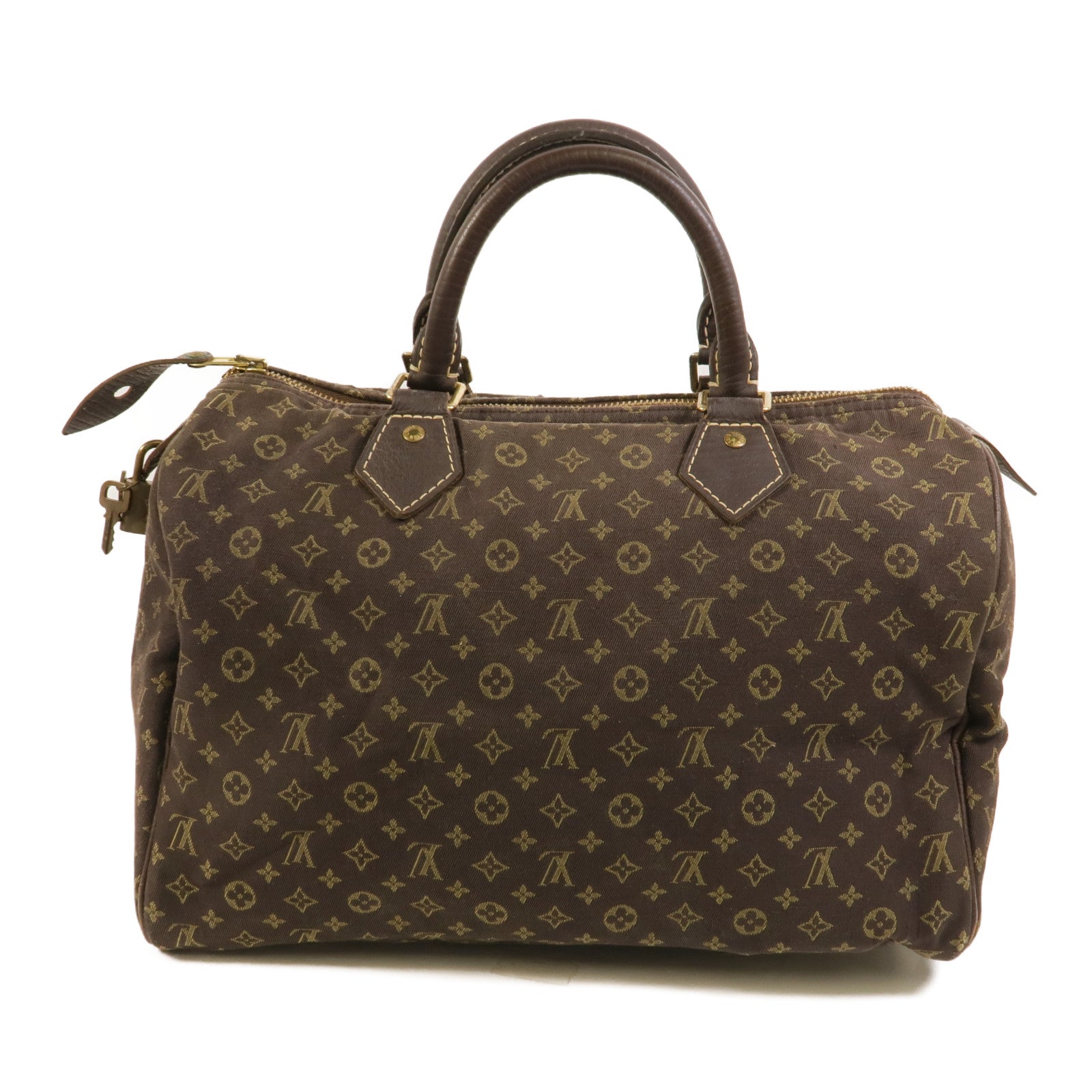 LOUIS VUITTON Monogram Mini Lin Speedy 30金扣手挽袋