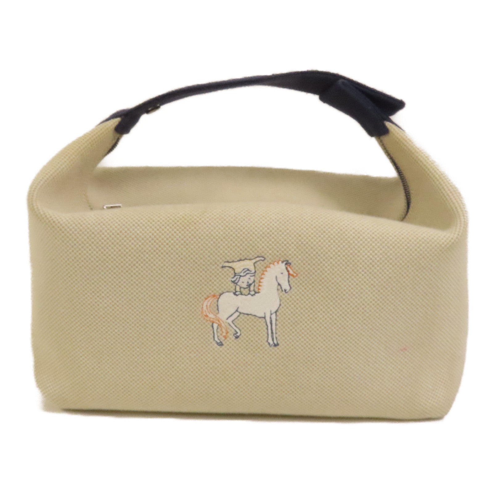 HERMES 帆布Bride A Brac Cabriole GM銀扣手挽袋