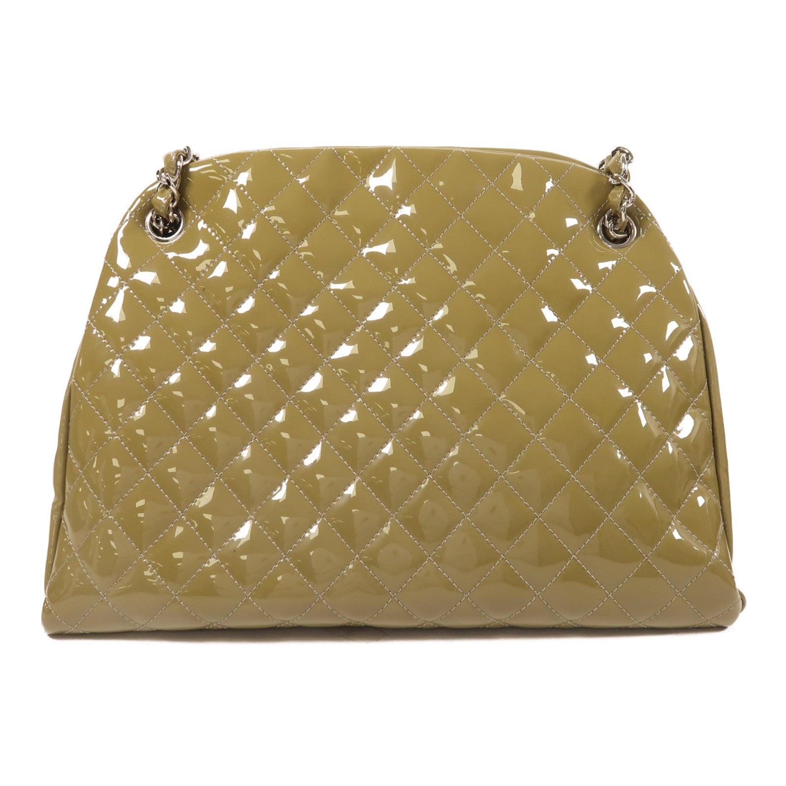 CHANEL 漆皮皮革Chain Shoulder銀扣鏈帶肩背袋