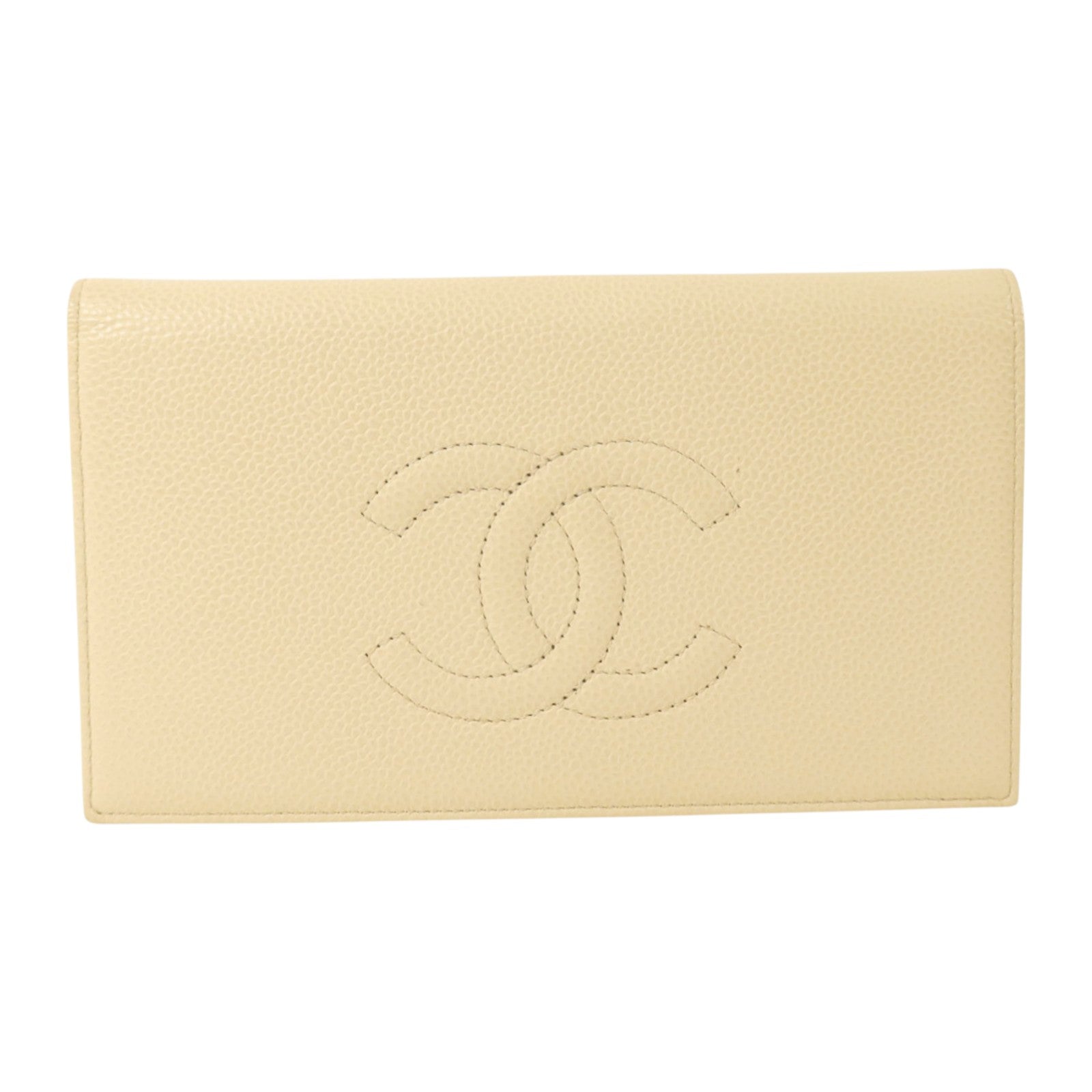 CHANEL 牛皮皮革Long Wallet金扣長錢包