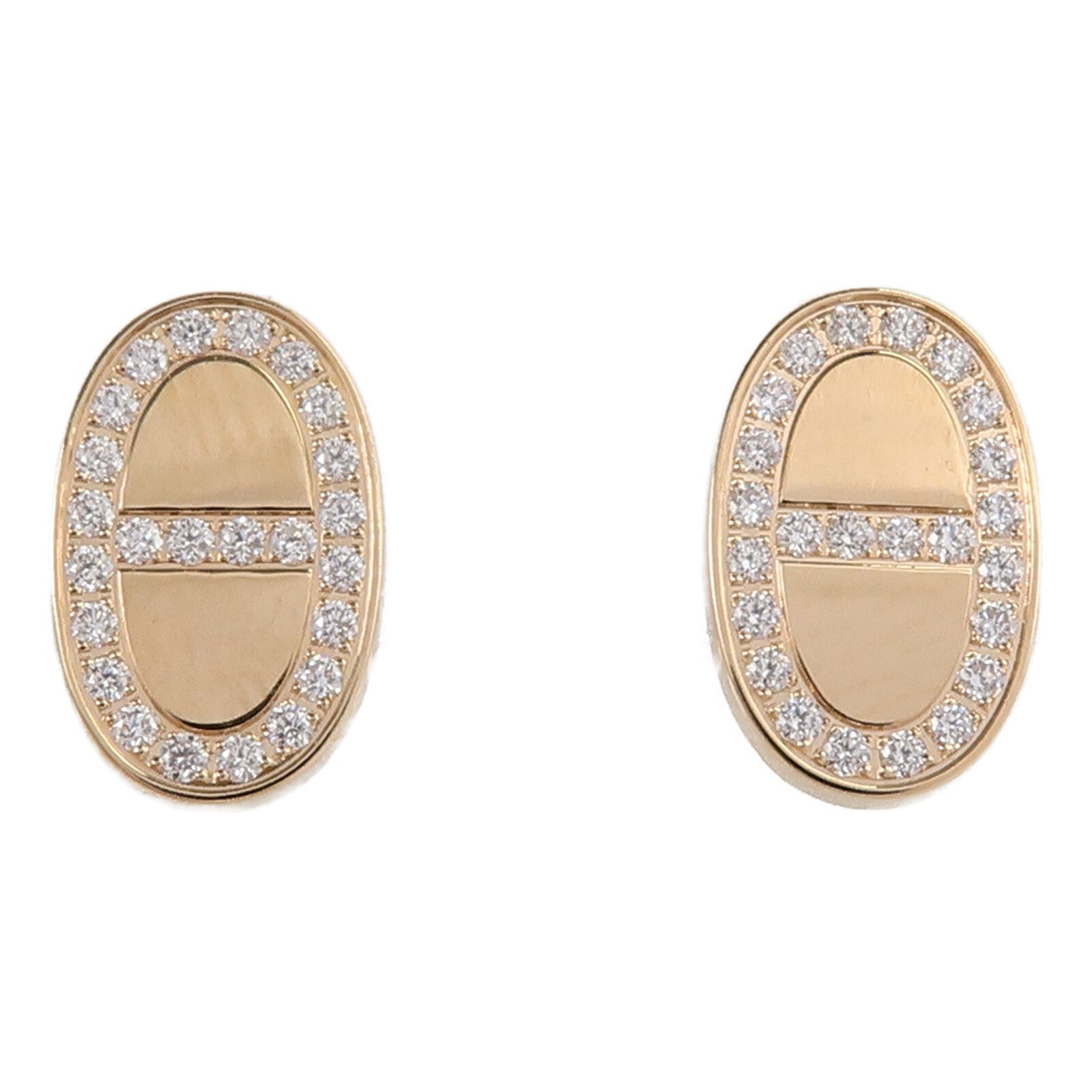 HERMES 18K玫瑰金Chaine Dancre Verso Earrings鑽石耳環