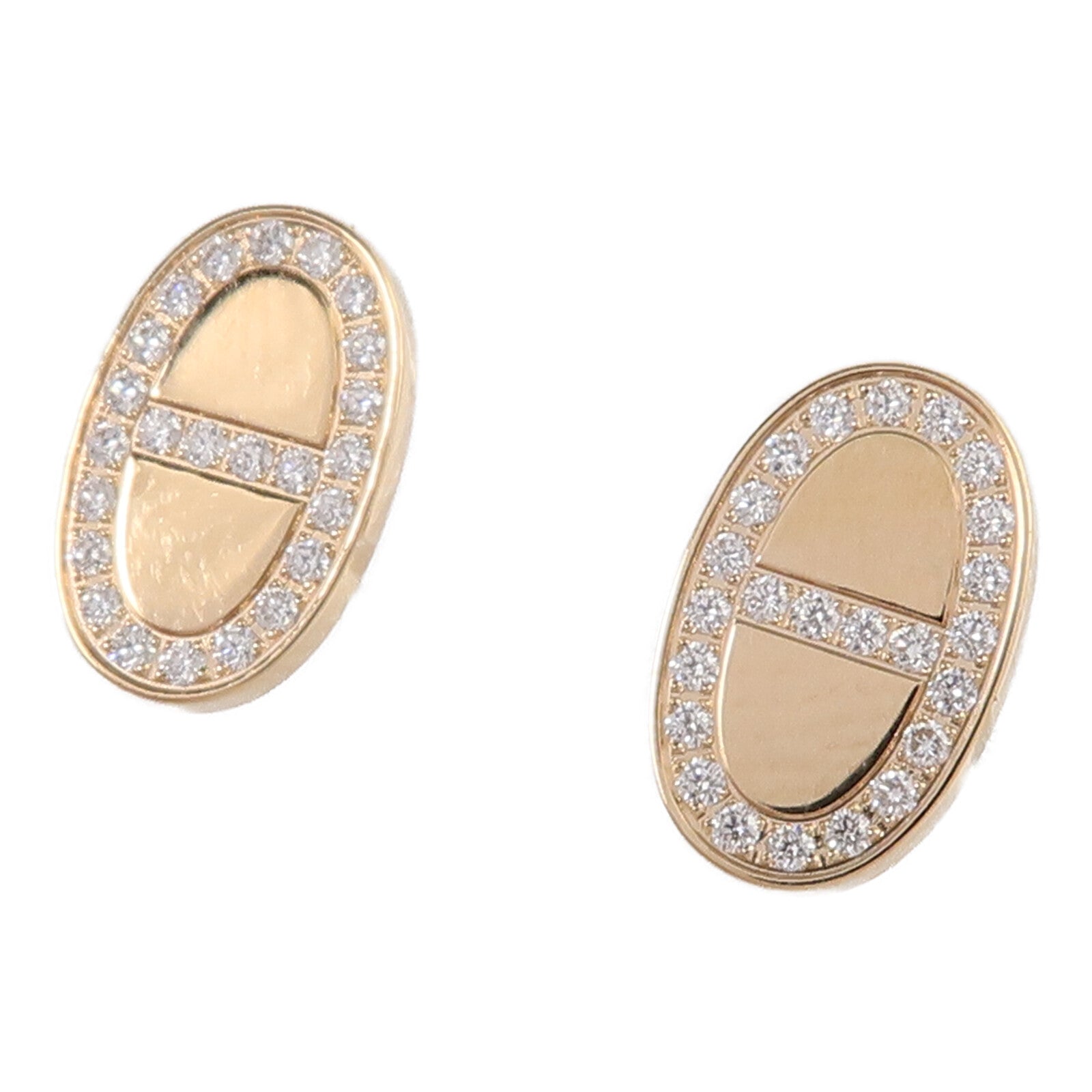 HERMES 18K玫瑰金Chaine Dancre Verso Earrings鑽石耳環