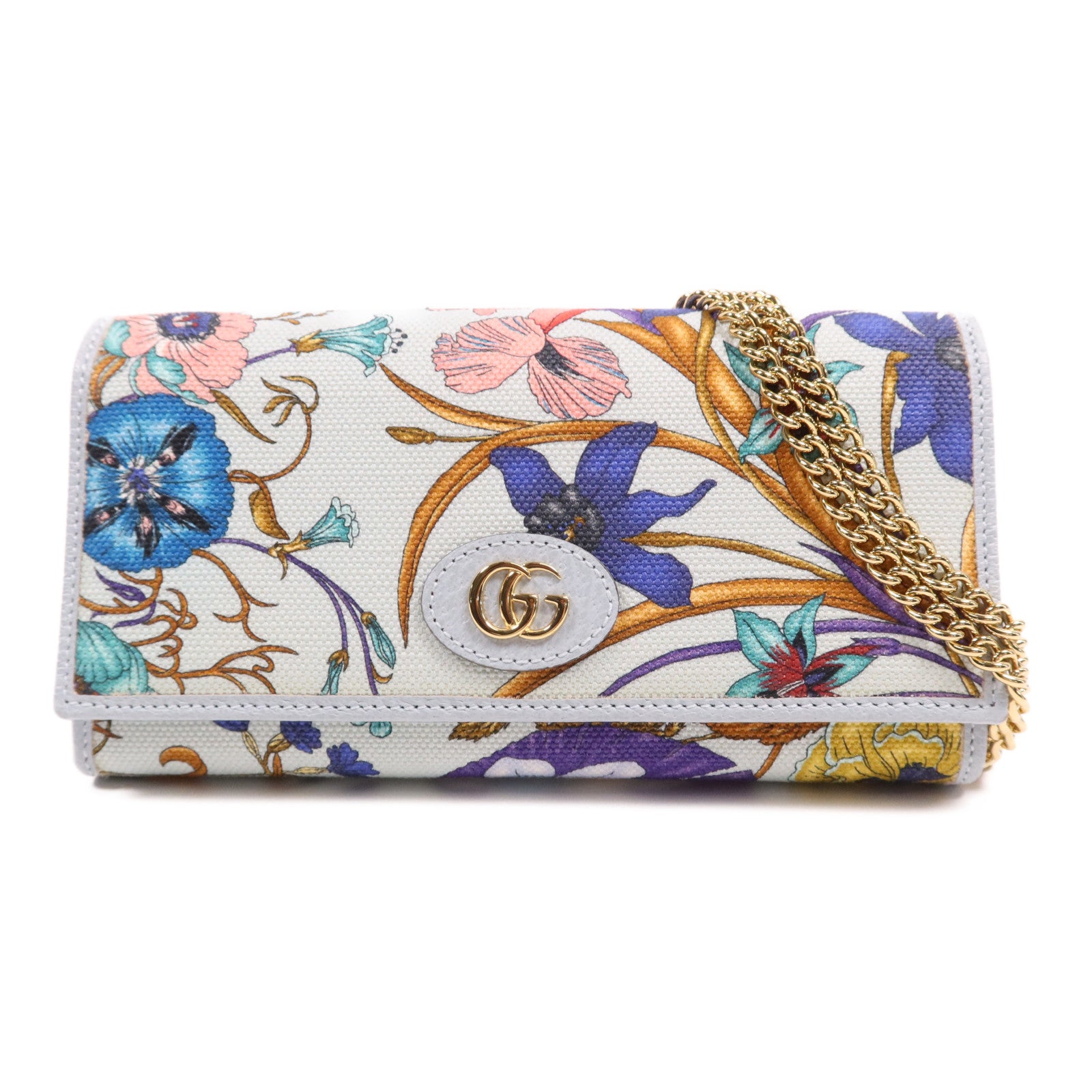 GUCCI 帆布Chain Shoulder Bag金扣鏈帶肩背袋