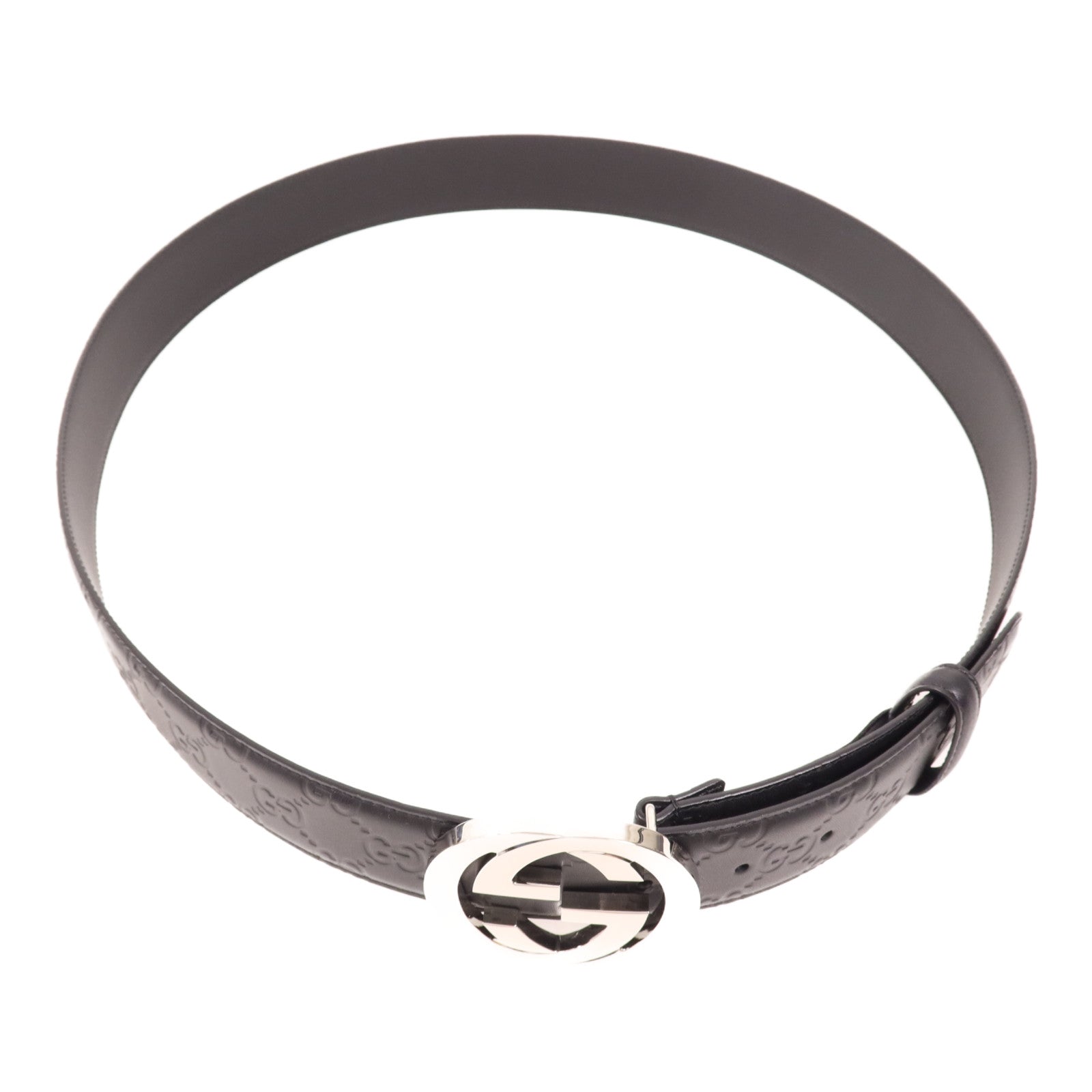 GUCCI 牛皮皮革Belt銀扣皮帶