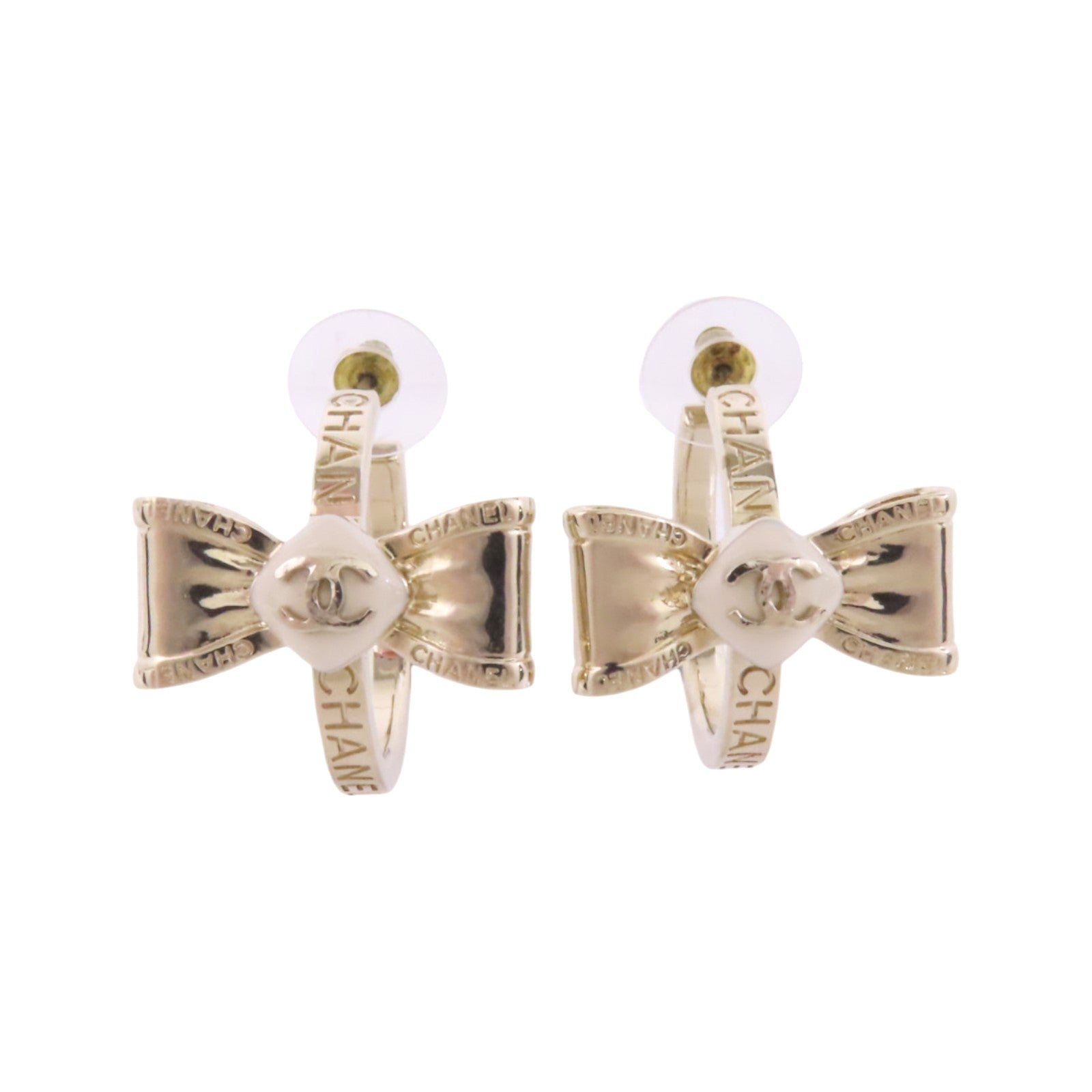 CHANEL 金屬/PVC Earrings金扣耳環