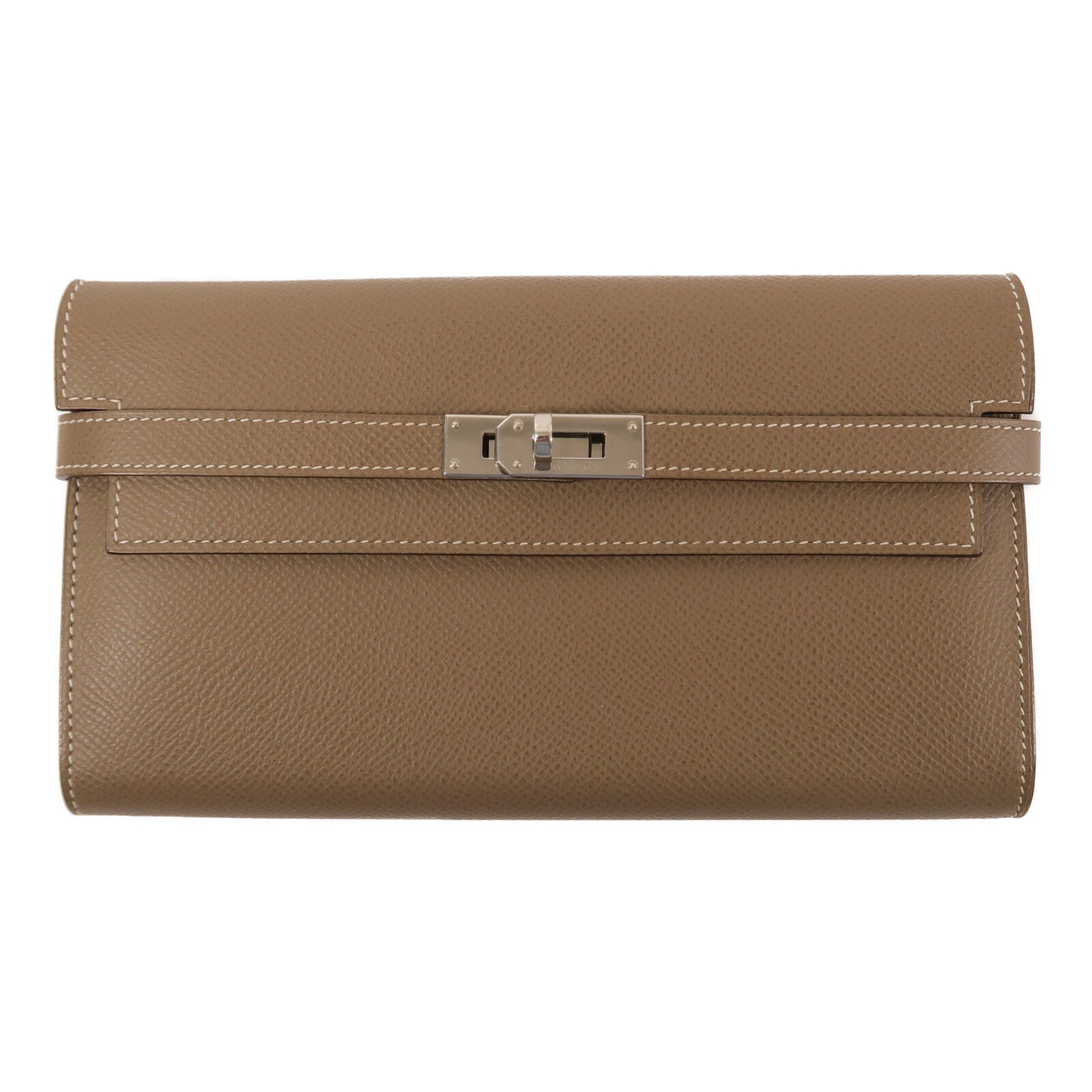 HERMES Epsom皮革Kelly Long Wallet長錢包Etoupe