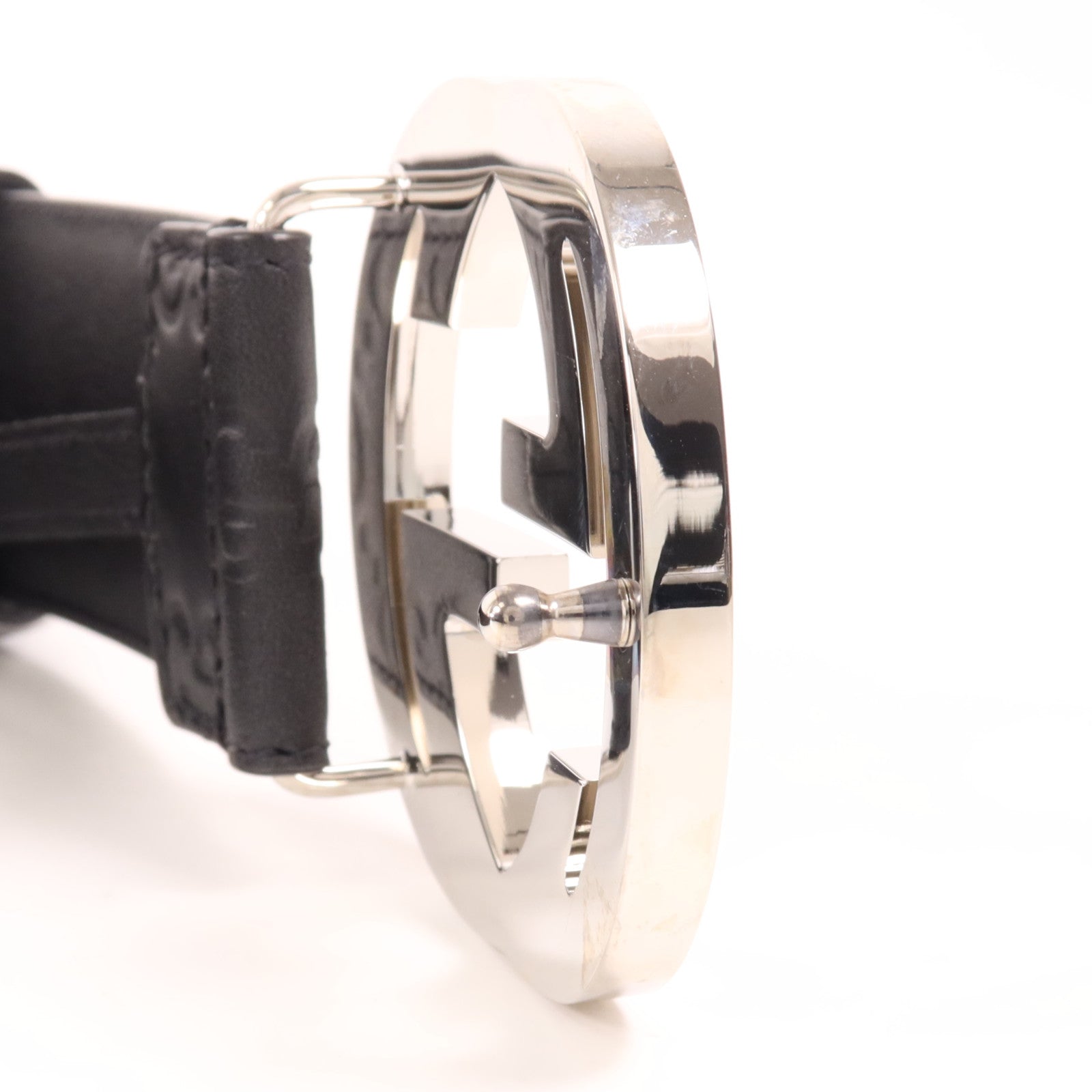 GUCCI 牛皮皮革Belt銀扣皮帶